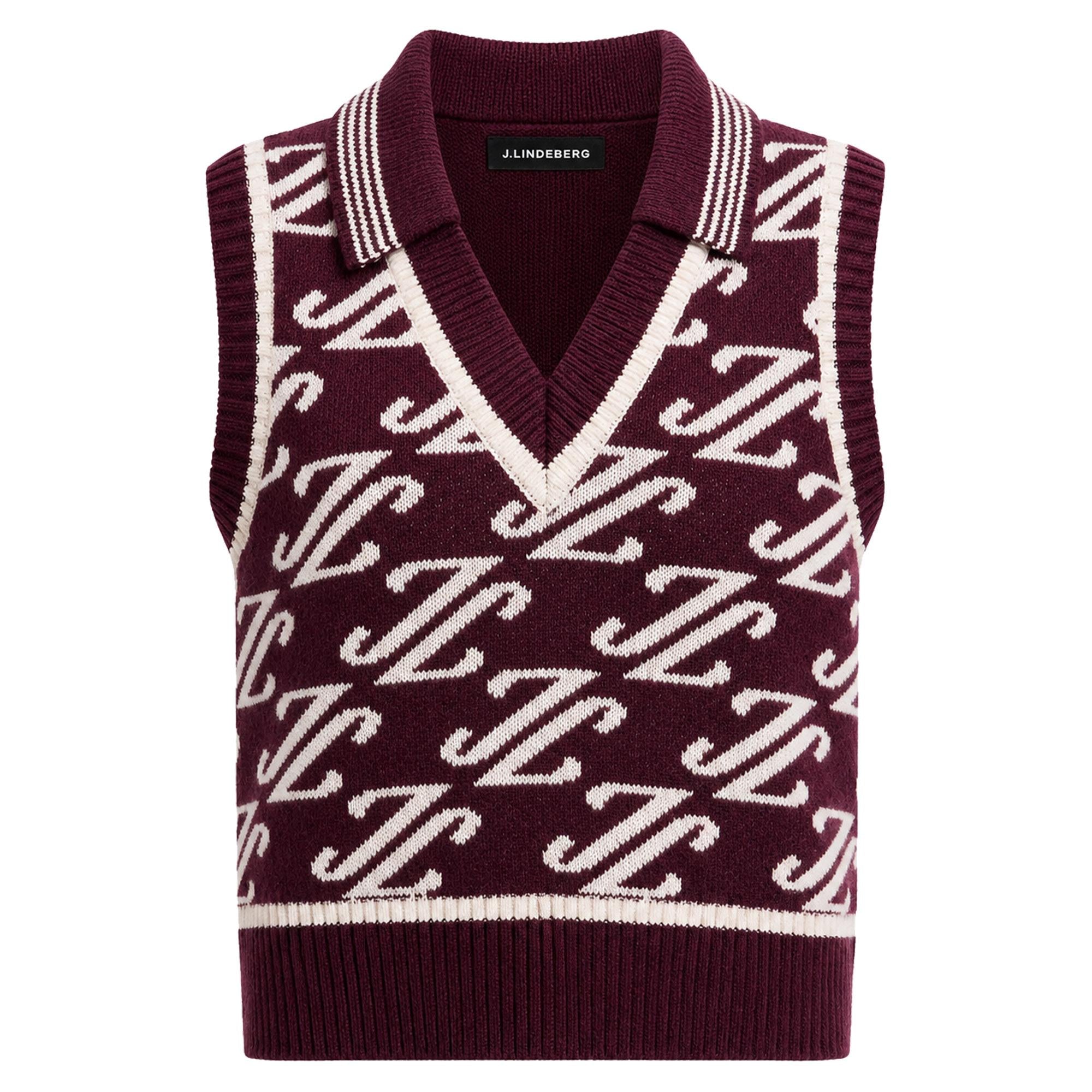 J Lindeberg Phoebe Jacquard Knit Vest Cardi Jacquard Winetasting