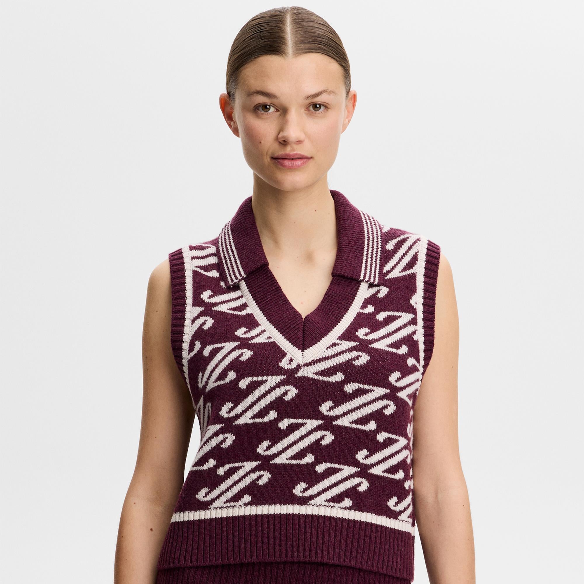 J Lindeberg Phoebe Jacquard Knit Vest Cardi Jacquard Winetasting