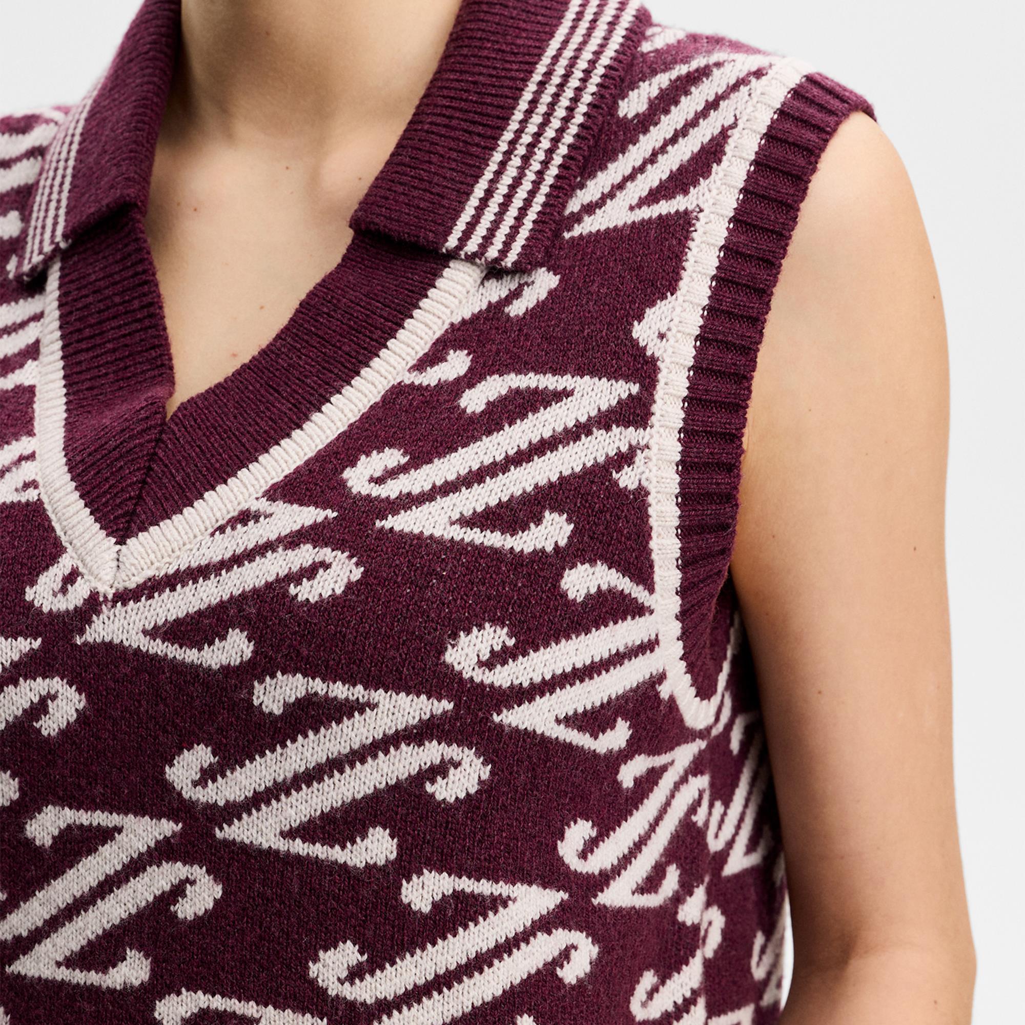 J Lindeberg Phoebe Jacquard Knit Vest Cardi Jacquard Winetasting
