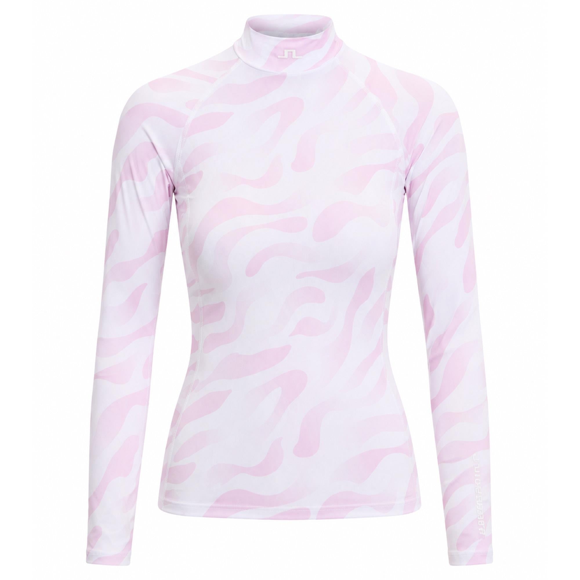 J Lindeberg Ella Print Ladies Compression Golf Top Bunker Fade White Orchid