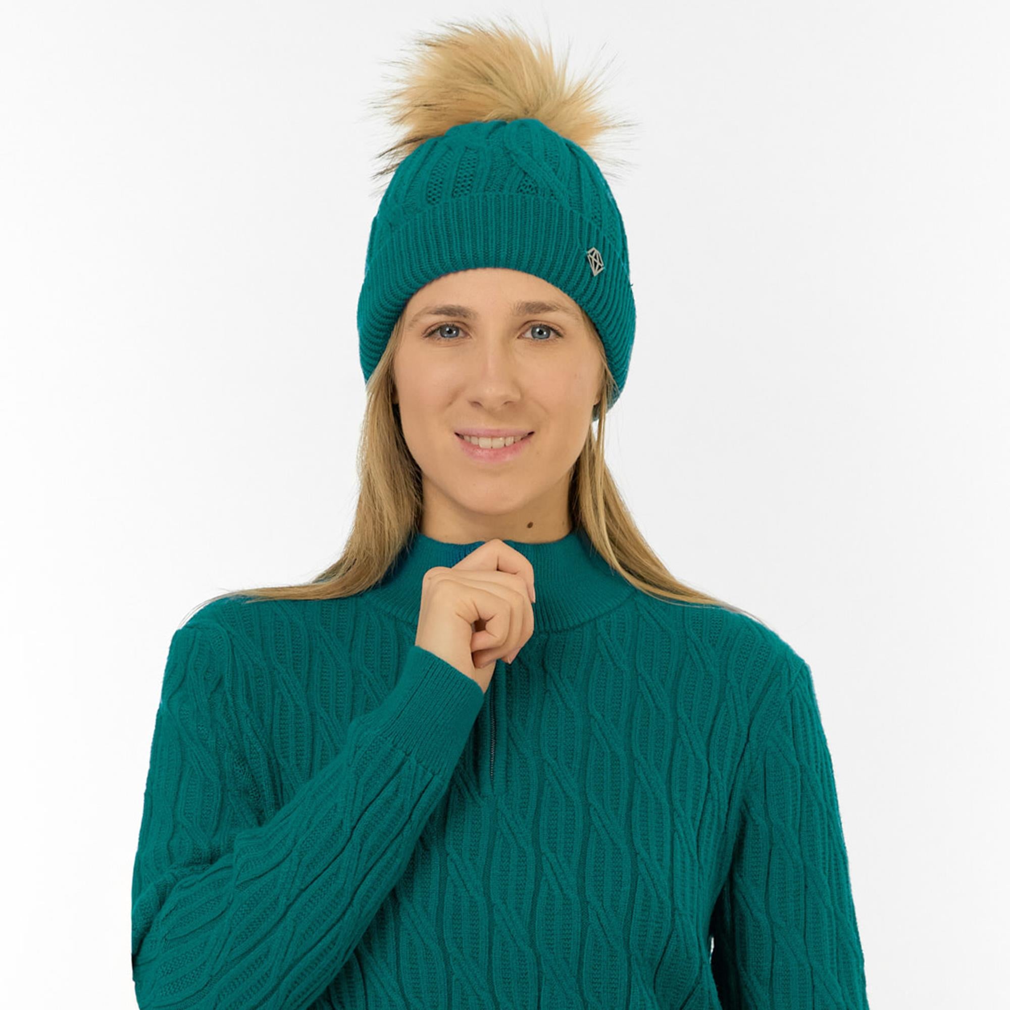 Pure Golf Greta Waterproof Lined Ladies Golf Beanie Deep Teal