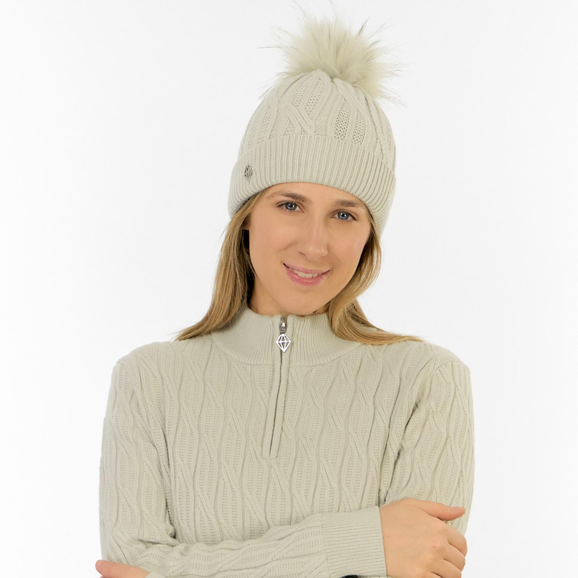 Pure Golf Greta Waterproof Lined Ladies Golf Beanie Oyster