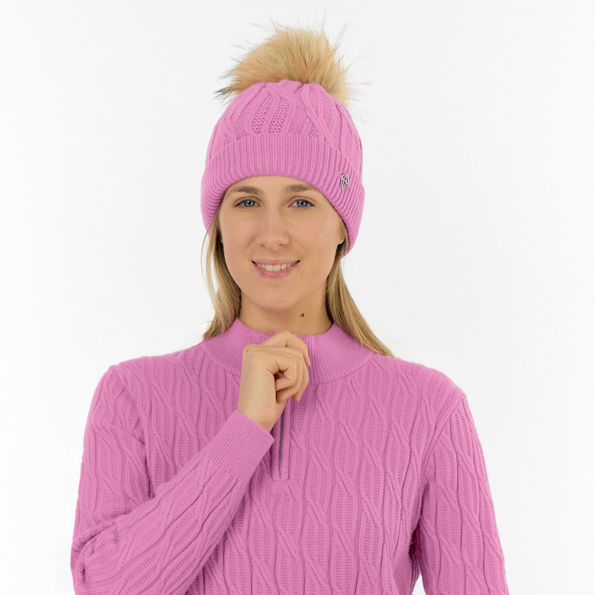 Pure Golf Greta Waterproof Lined Ladies Golf Beanie Pop Pink