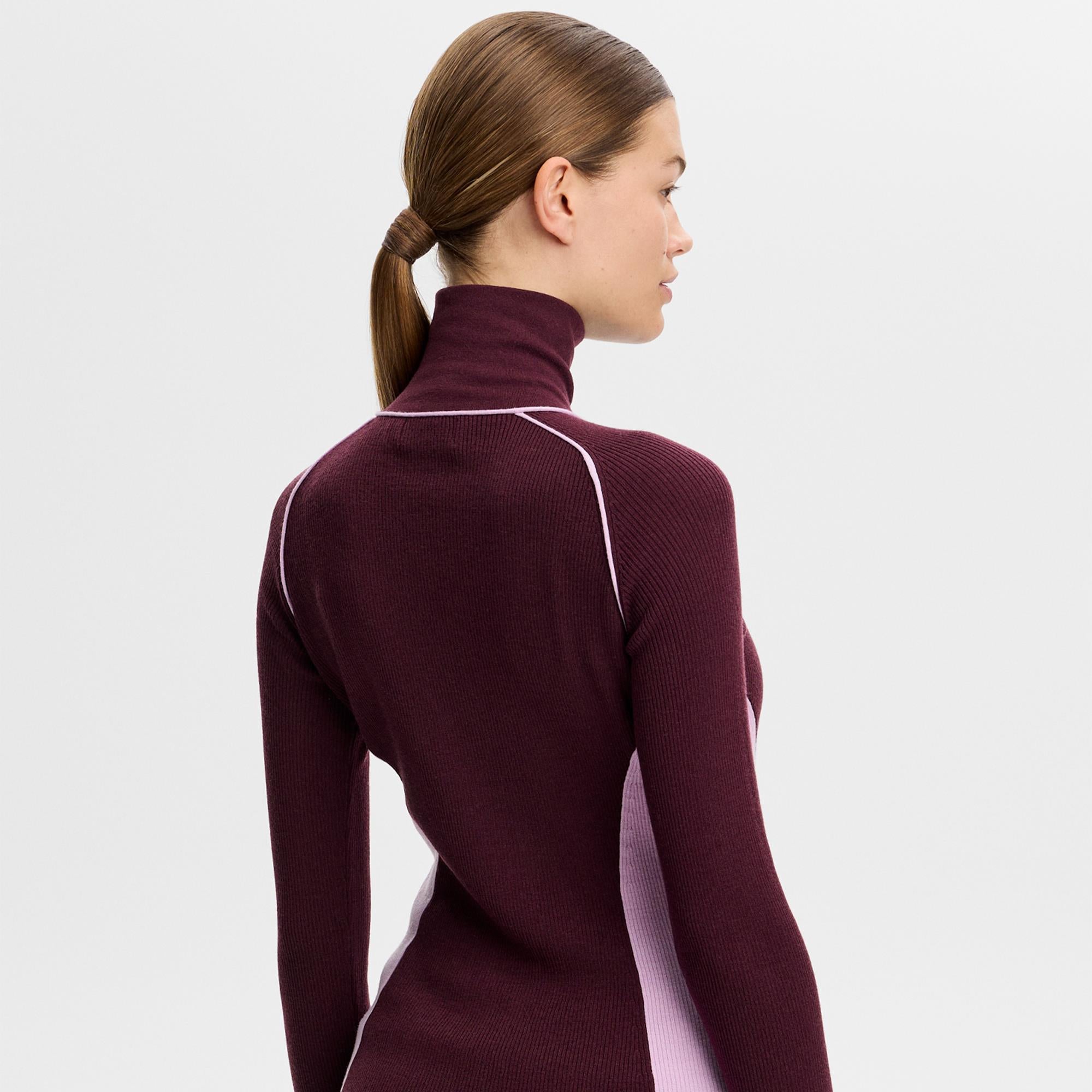 J Lindeberg Valley Knitted Rib Ladies Quarter Zip Sweater Winetasting