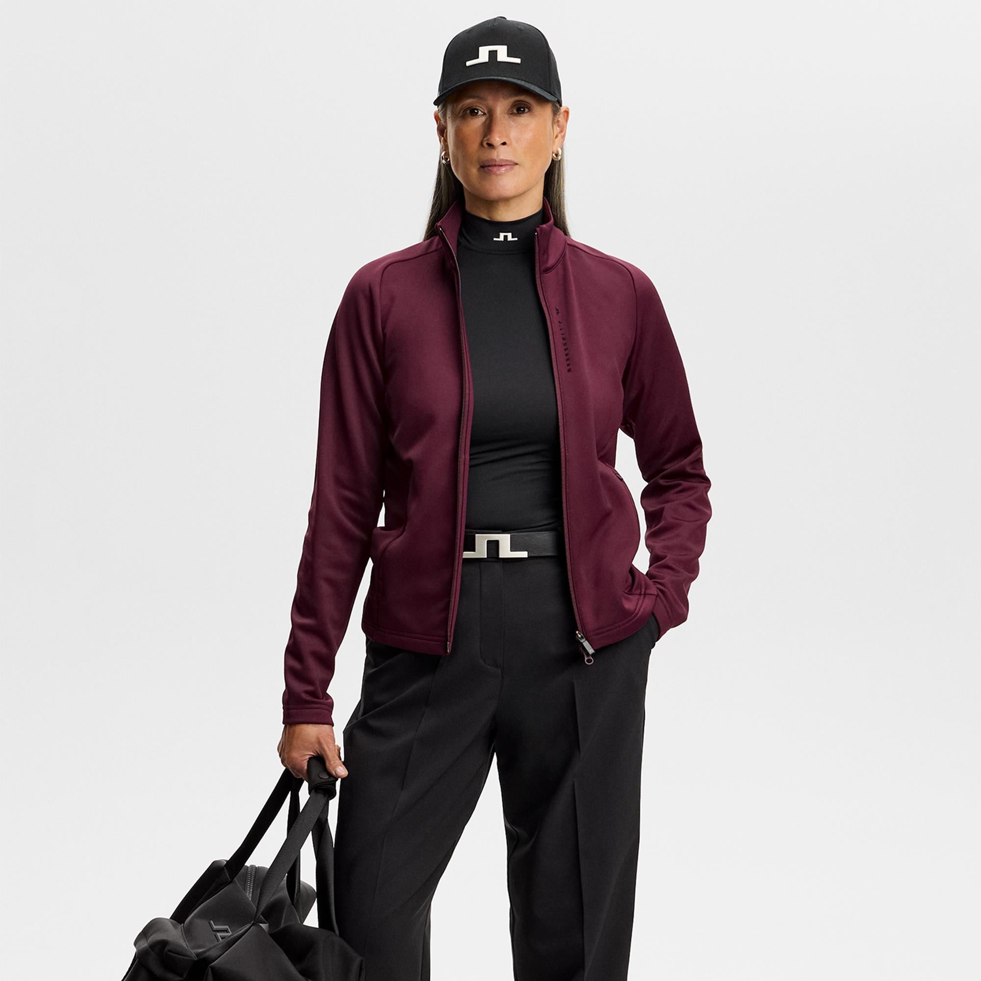 J Lindeberg Selena Full Zip Ladies Golf Mid Layer Winetasting