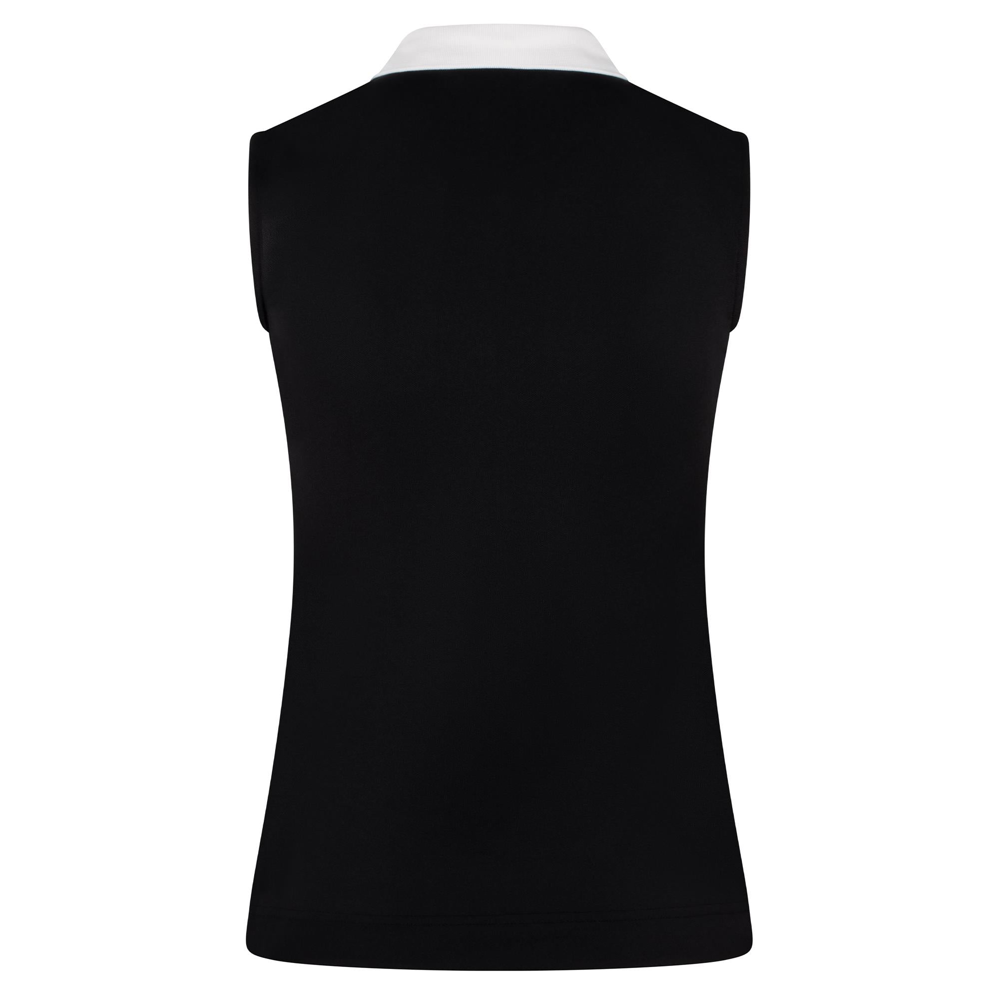 Malbon Golf Icons Claudia Ladies Sleeveless Golf Polo Shirt Black
