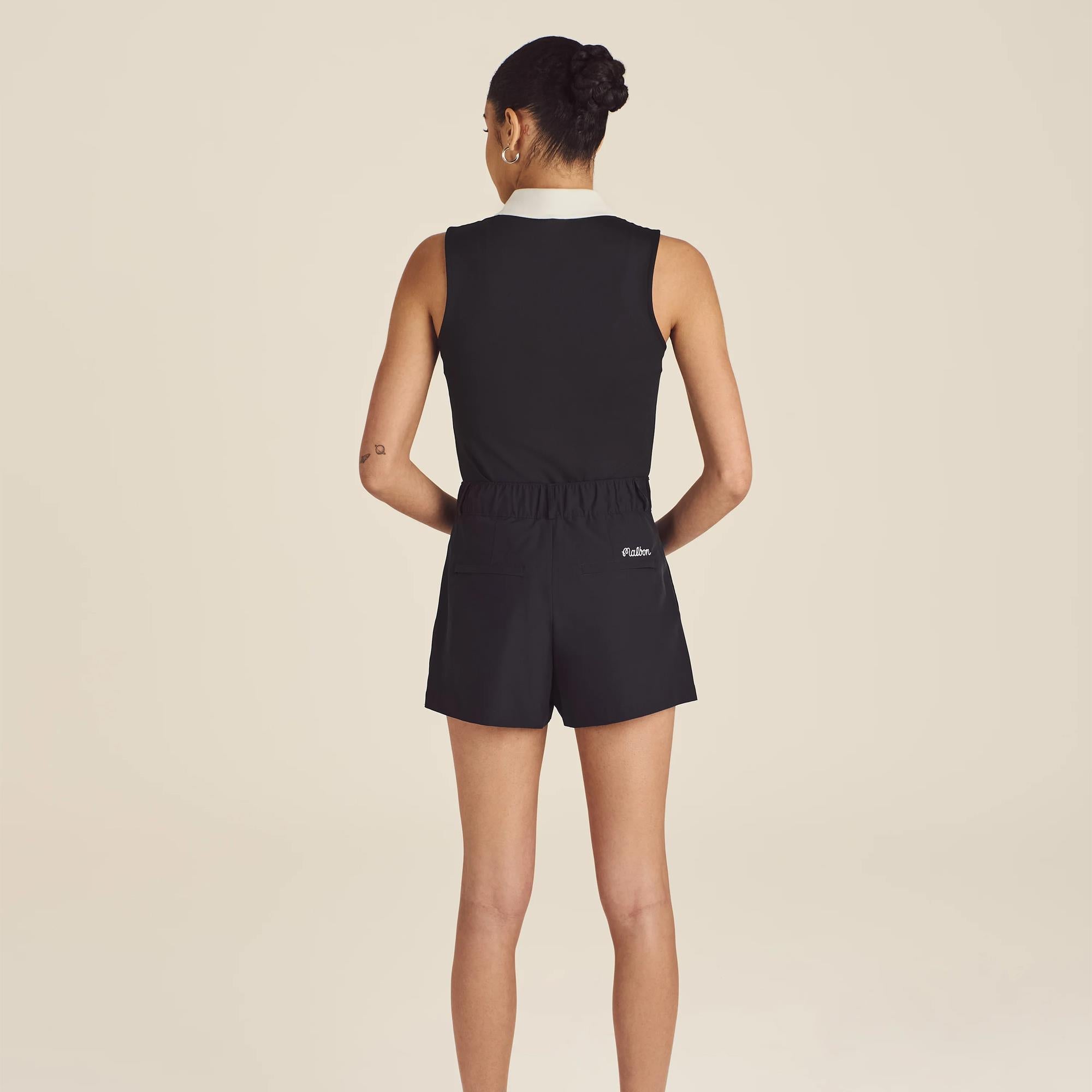 Malbon Golf Icons Claudia Ladies Sleeveless Golf Polo Shirt Black