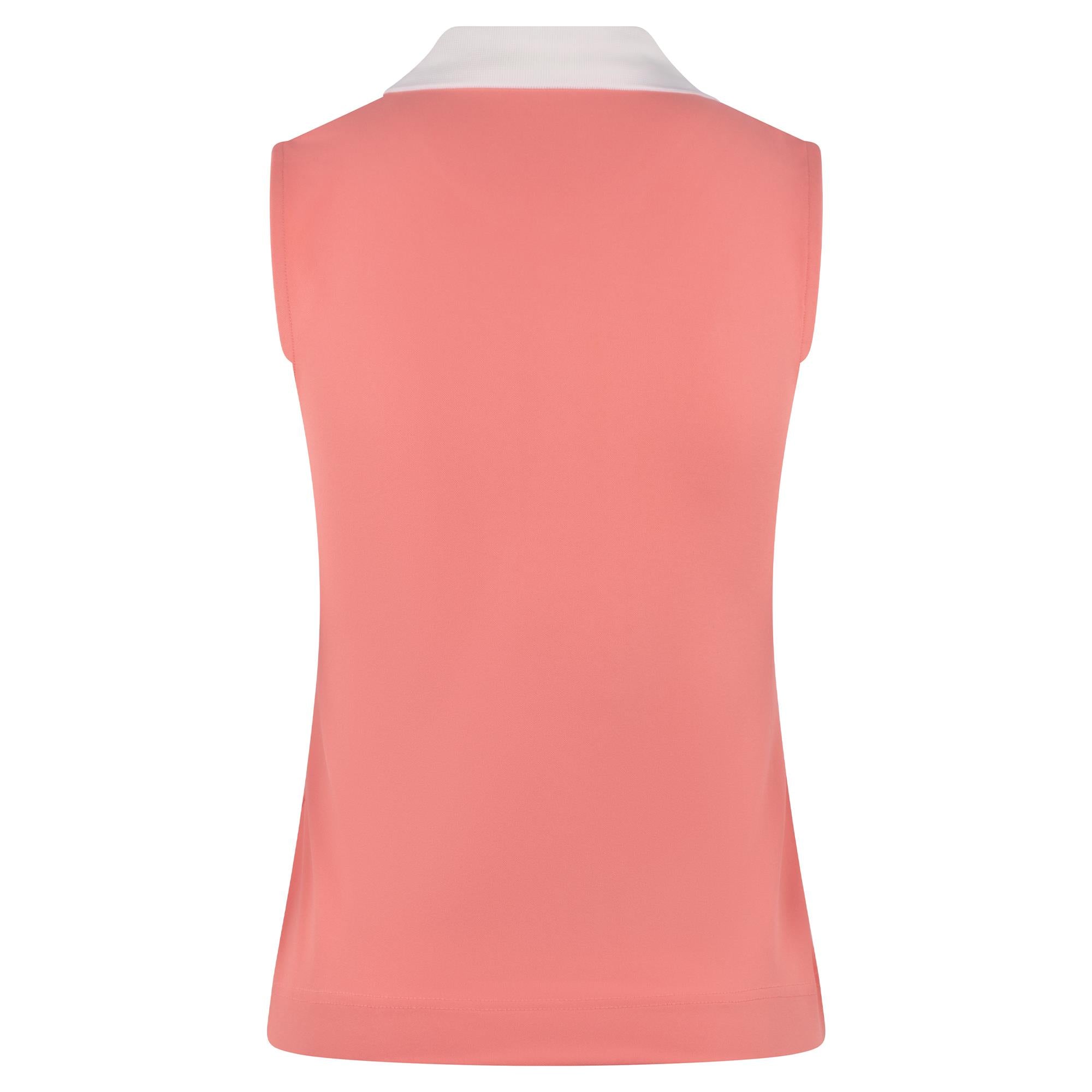 Malbon Golf Icons Claudia Ladies Sleeveless Golf Polo Shirt Coral Haze