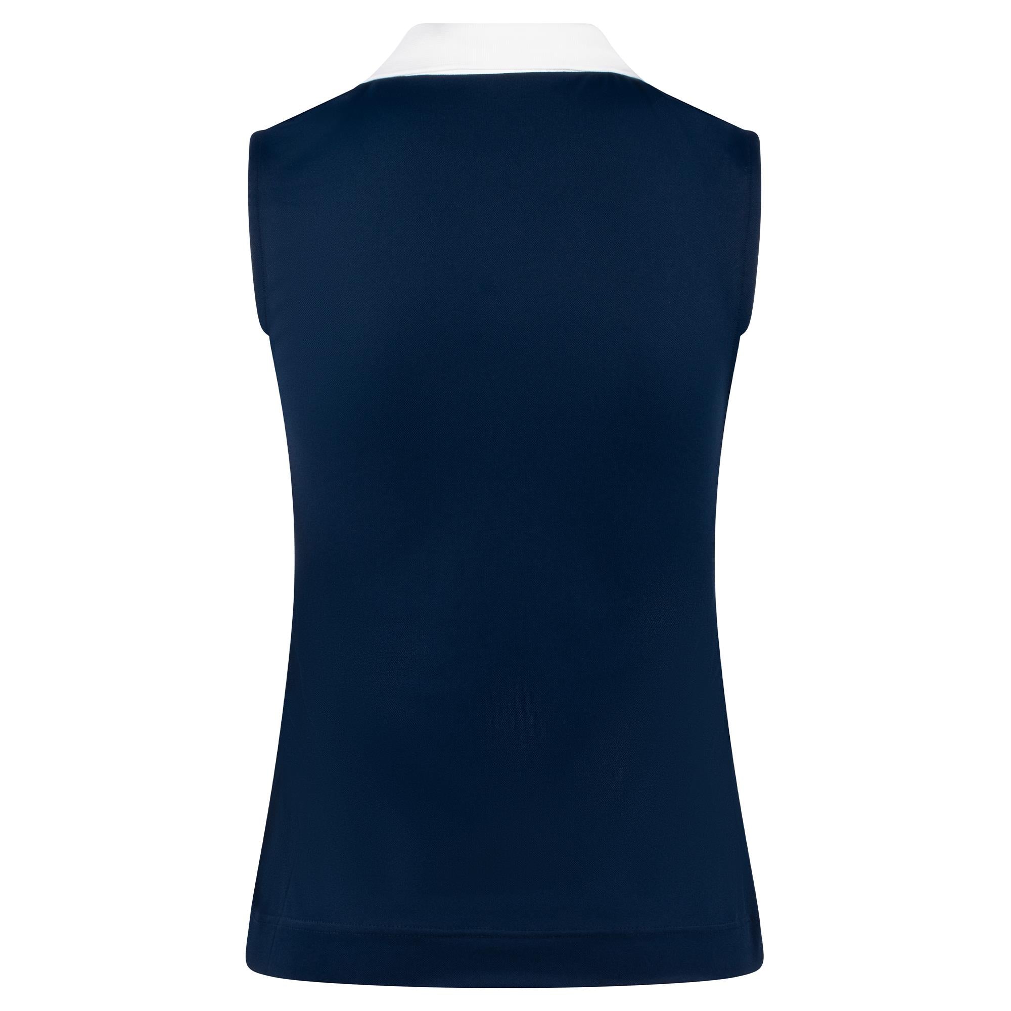 Malbon Golf Icons Claudia Ladies Sleeveless Golf Polo Shirt Navy