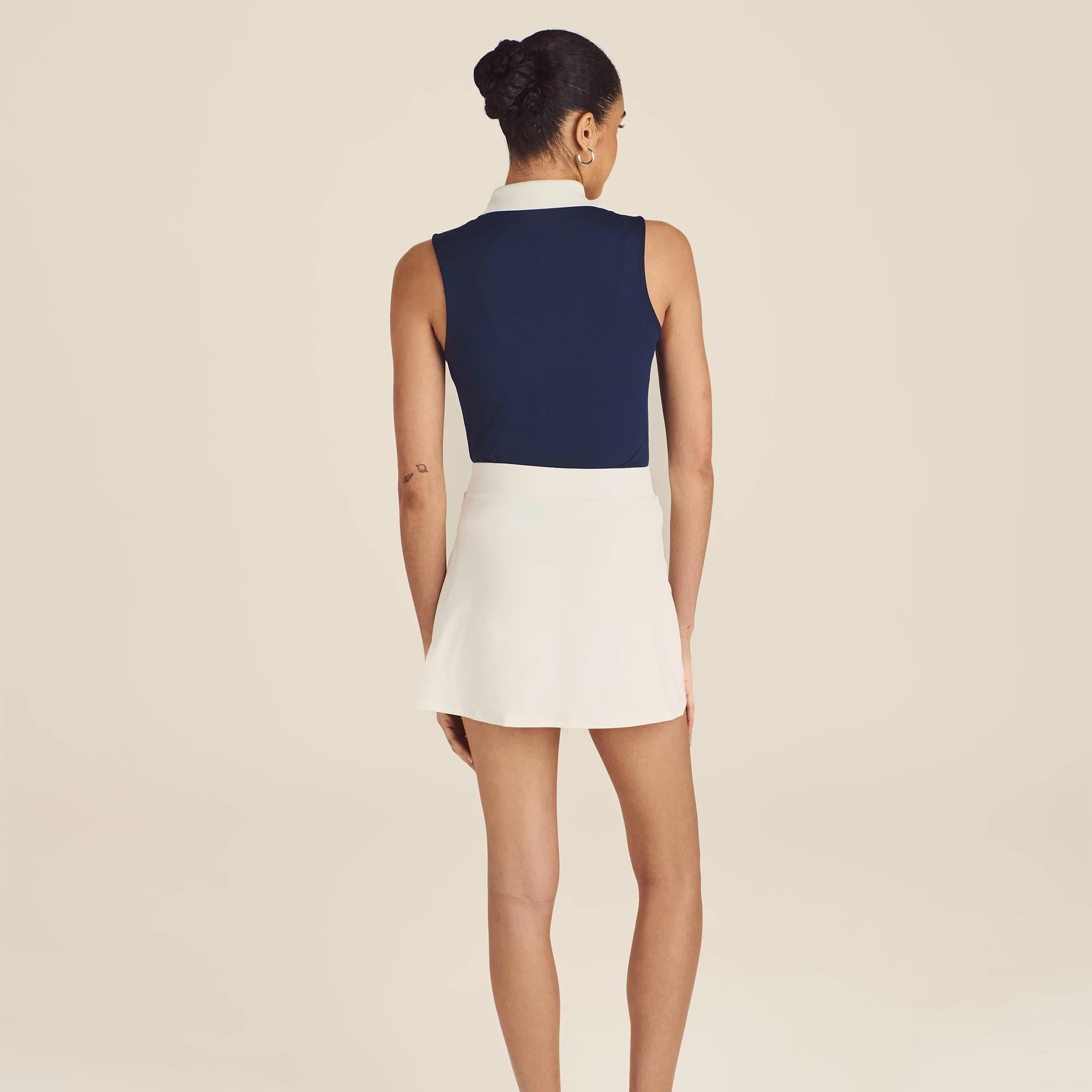 Malbon Golf Icons Claudia Ladies Sleeveless Golf Polo Shirt Navy