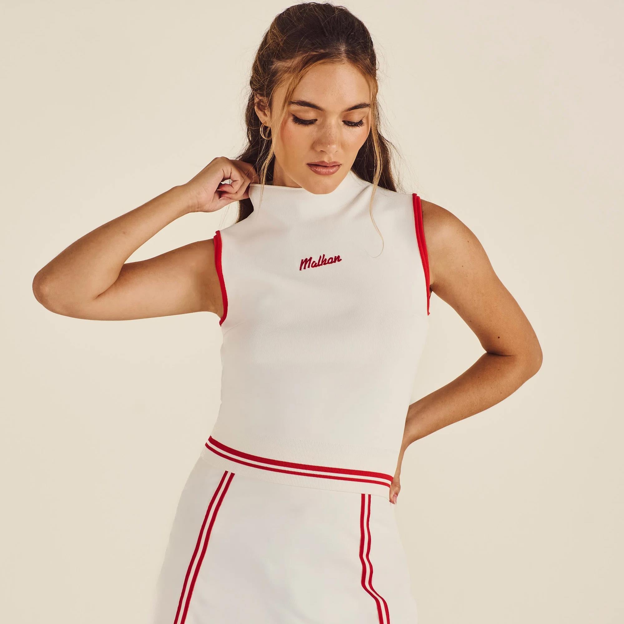 Malbon Golf Kara Mockneck Ladies Golf Vest Vanilla