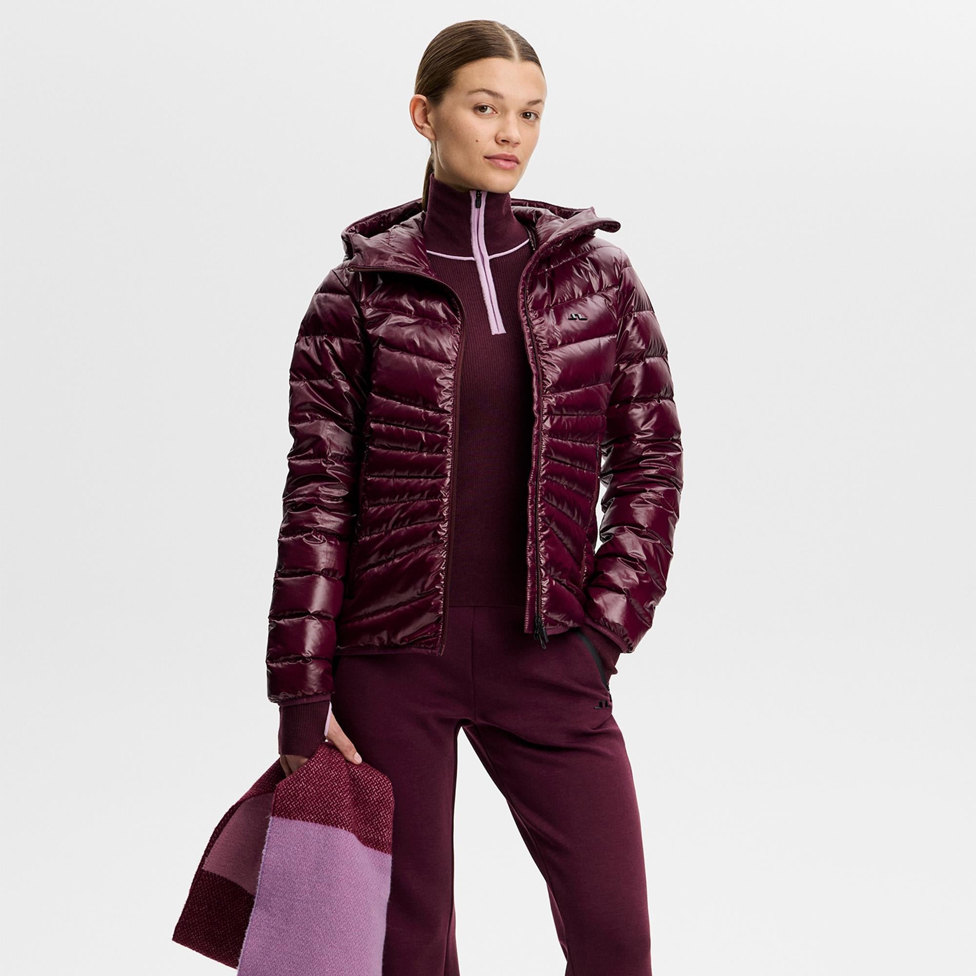 J Lindeberg Lara Light Down Hood Ladies Jacket Winetasting