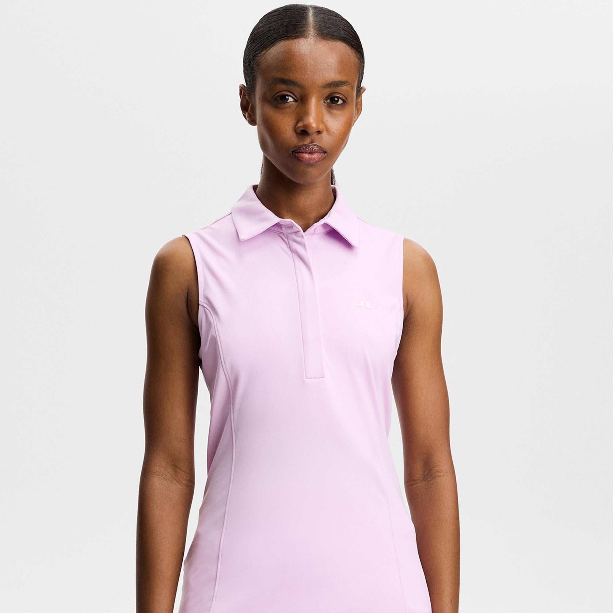 J Lindeberg Dena Ladies Sleeveless Golf Polo Shirt Orchid Bouquet