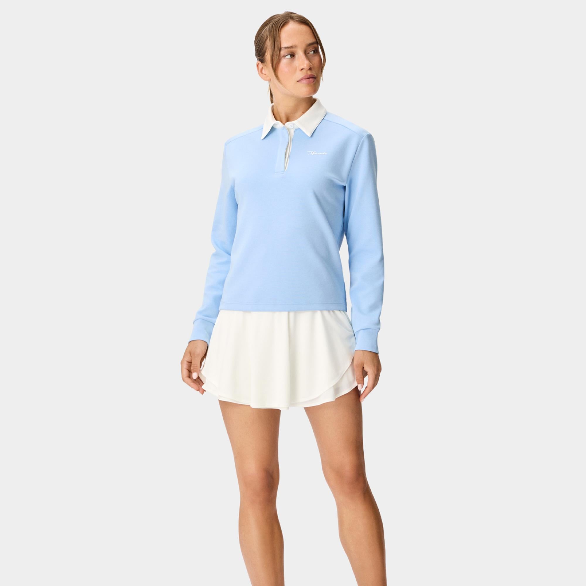 Macade Golf Richie Ladies Long Sleeve Golf Polo Shirt Powder Blue