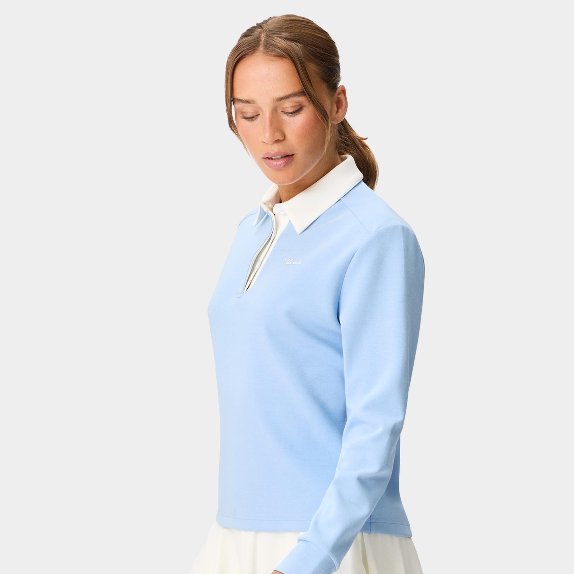 Macade Golf Richie Ladies Long Sleeve Golf Polo Shirt Powder Blue