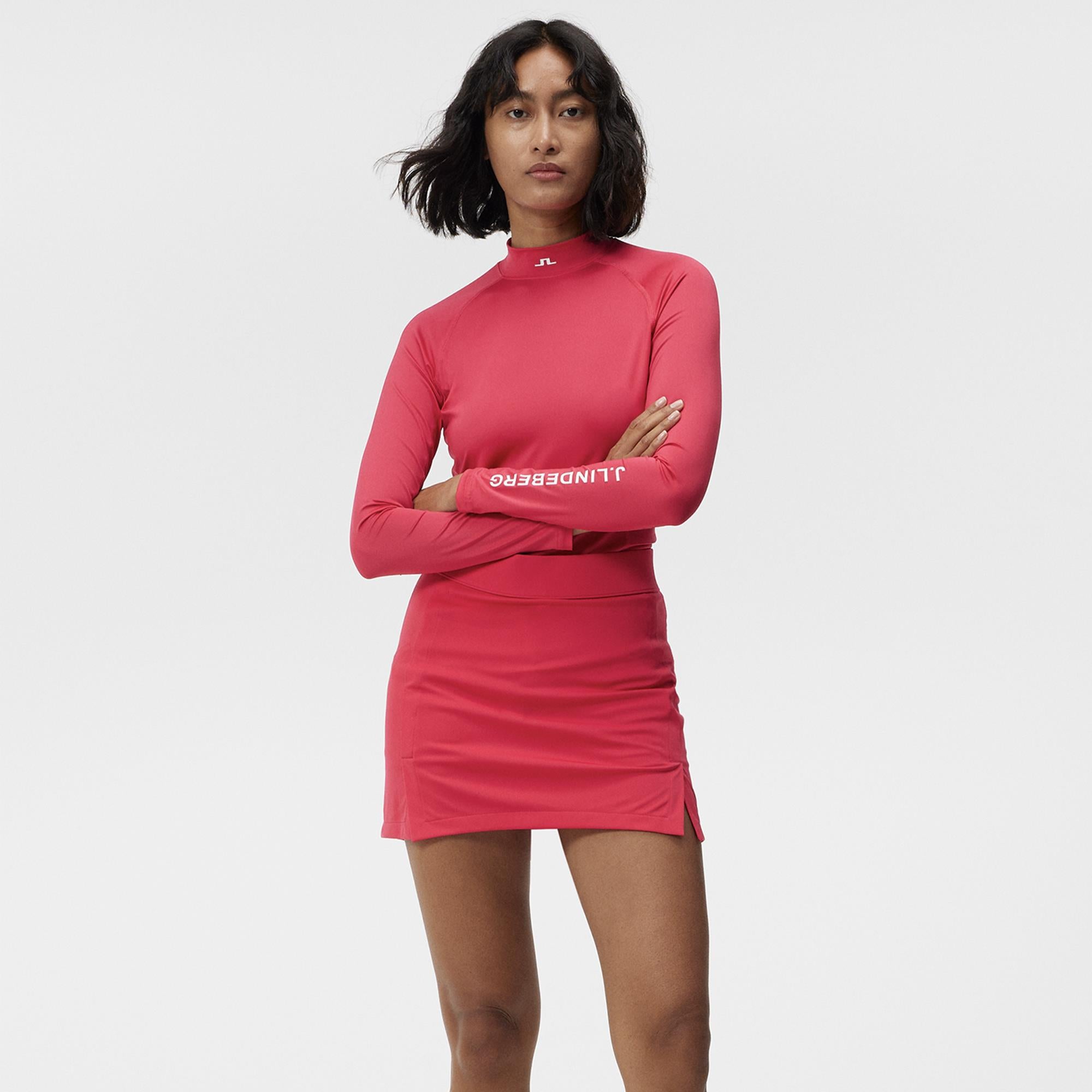 J Lindeberg Amelie Mid Ladies Golf Skirt Rose Red