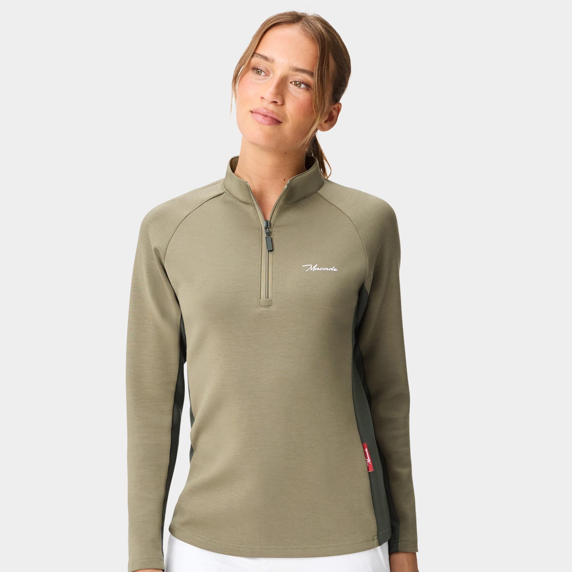 Macade Golf TX Course Quarter Zip Ladies Golf Mid Layer Sage