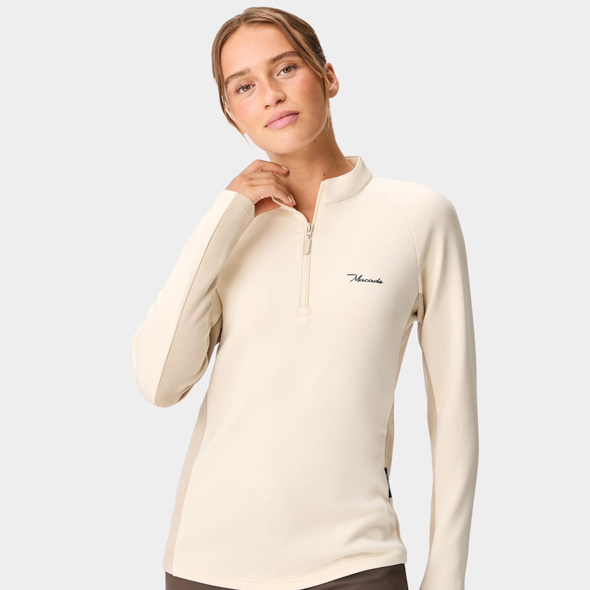 Macade Golf TX Course Quarter Zip Ladies Golf Mid Layer Sand