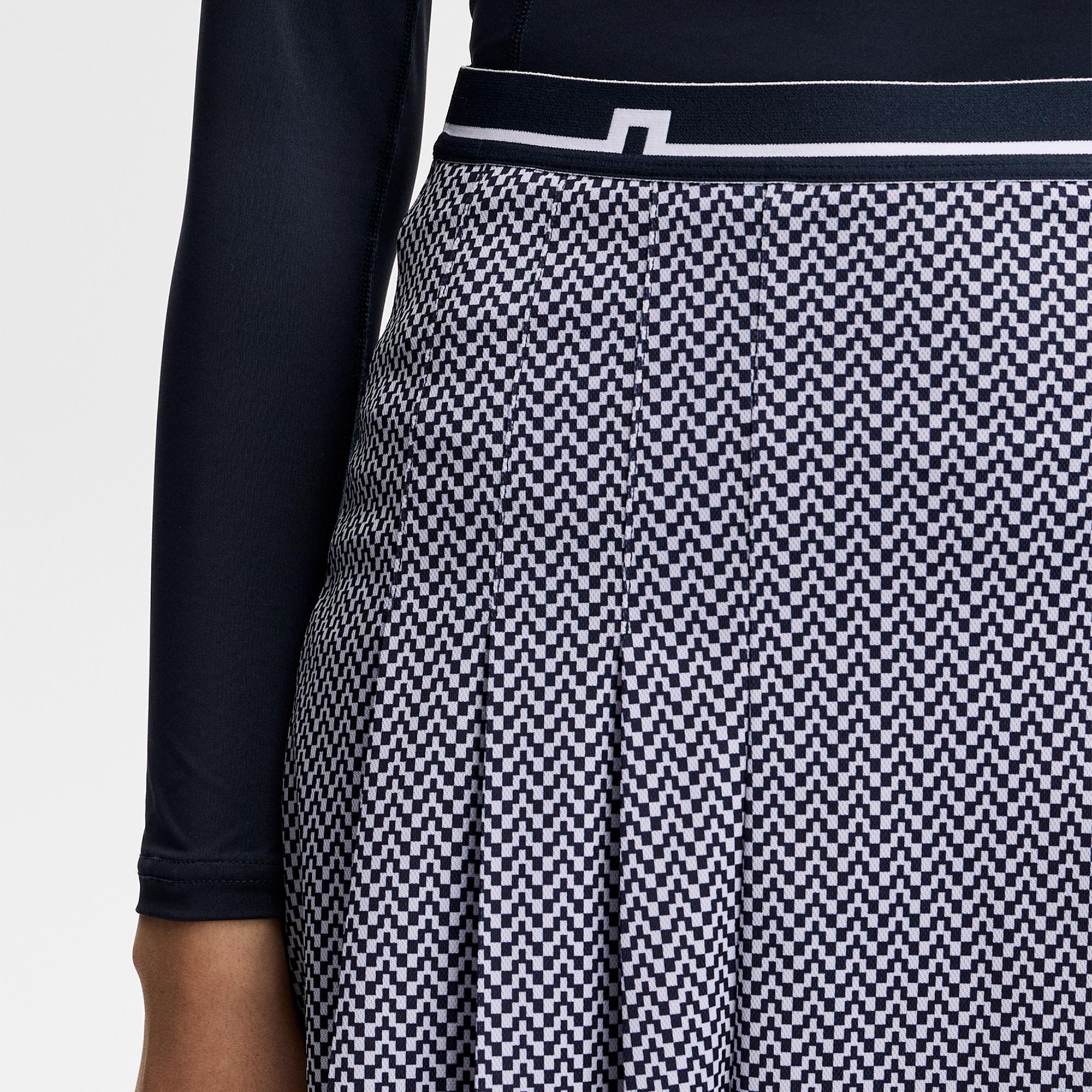 J Lindeberg Harlow Print Ladies Golf Skirt Bridge Stack Heather Navy
