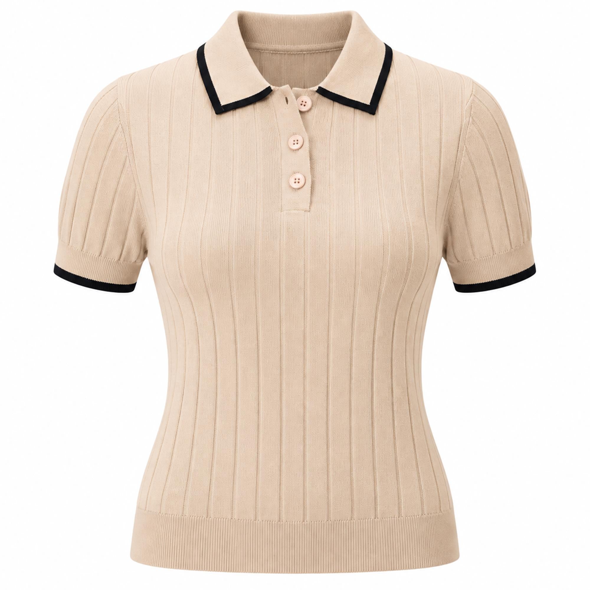 Macade Golf Skye Course Ladies Knit Golf Polo Shirt Tan