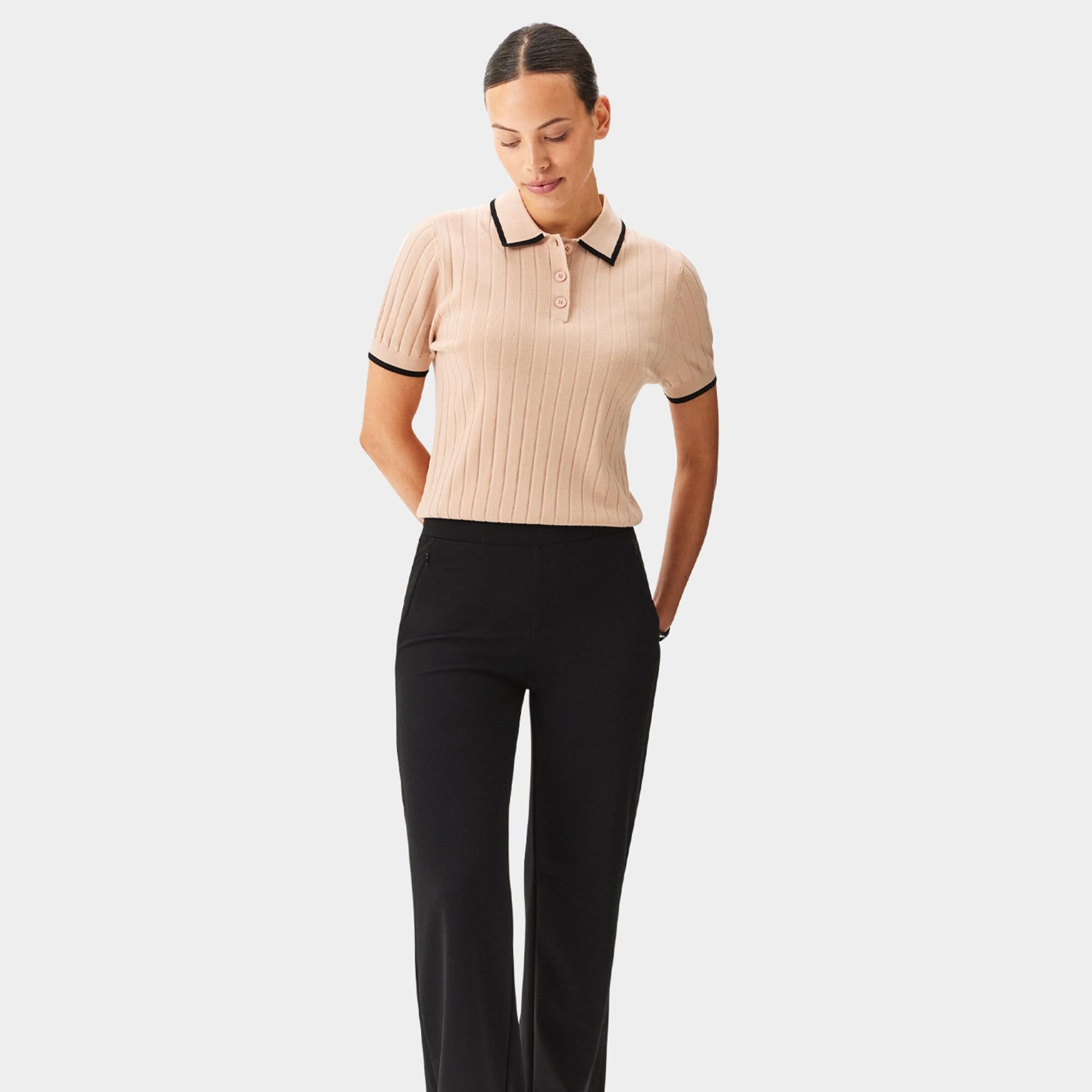 Macade Golf Skye Course Ladies Knit Golf Polo Shirt Tan