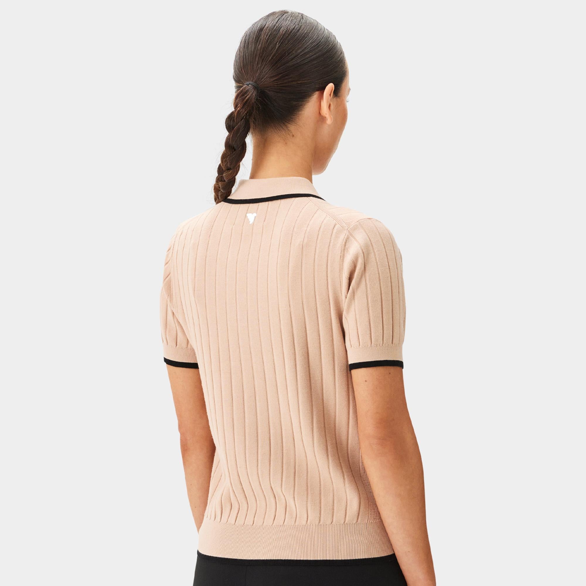 Macade Golf Skye Course Ladies Knit Golf Polo Shirt Tan