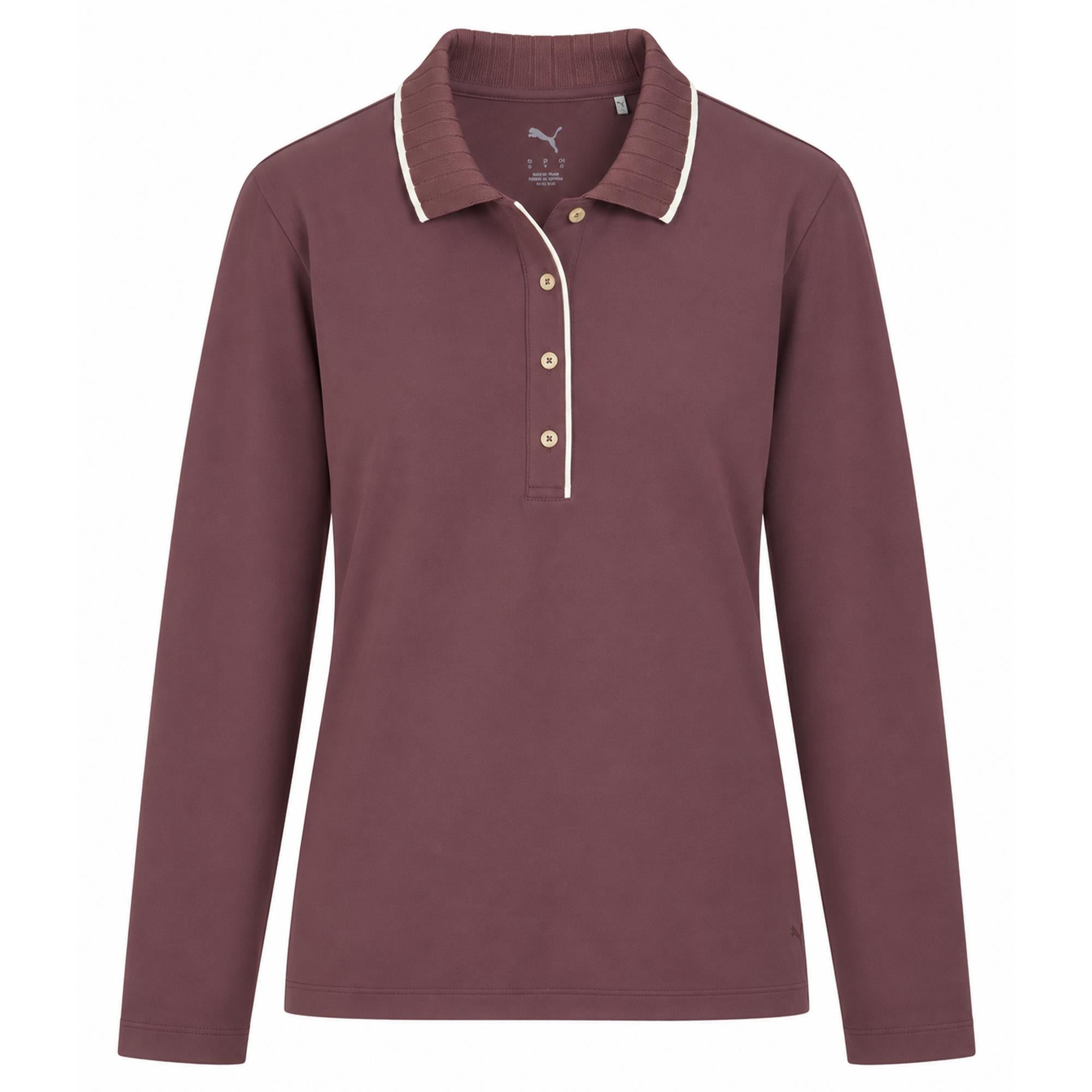 Puma Cloudspun Bridges Ladies Long Sleeve Golf Polo Shirt Brown
