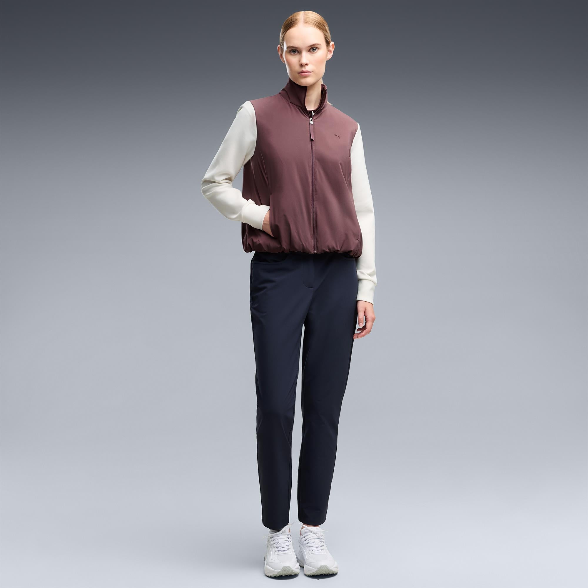 Puma Cloudspun Hybrid Fleece Ladies Golf Jacket Brown
