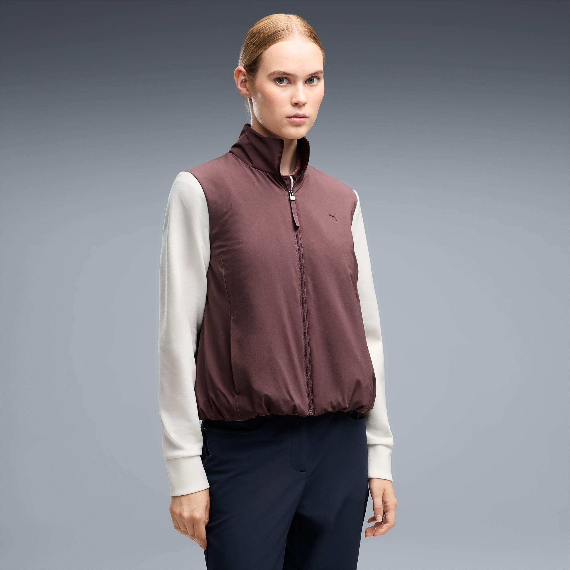 Puma Cloudspun Hybrid Fleece Ladies Golf Jacket Brown