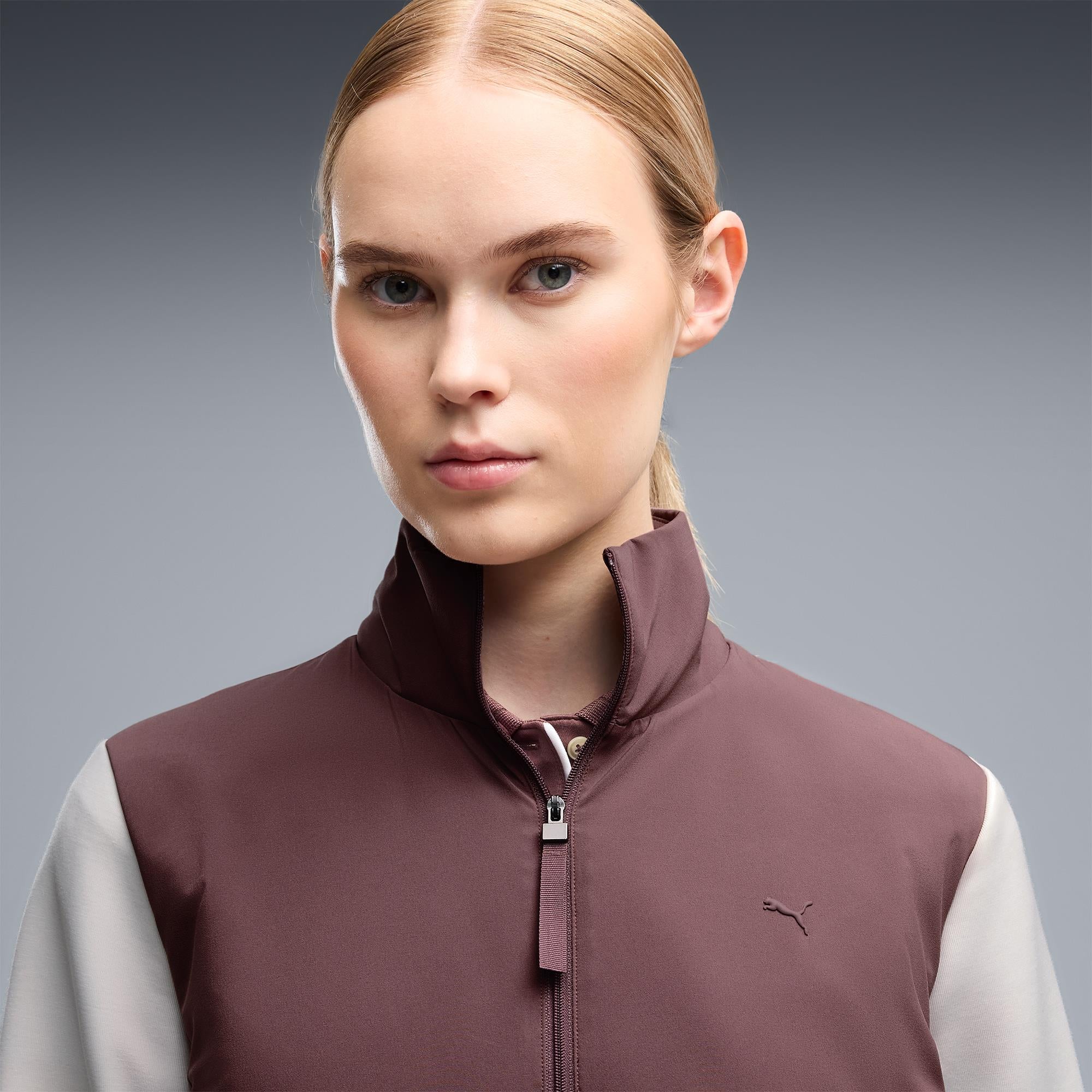 Puma Cloudspun Hybrid Fleece Ladies Golf Jacket Brown