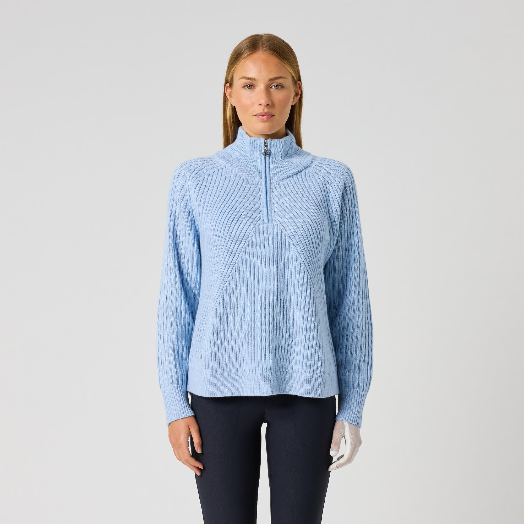 Daily Sports Hudson LS Lined Ladies Golf Pullover Light Blue