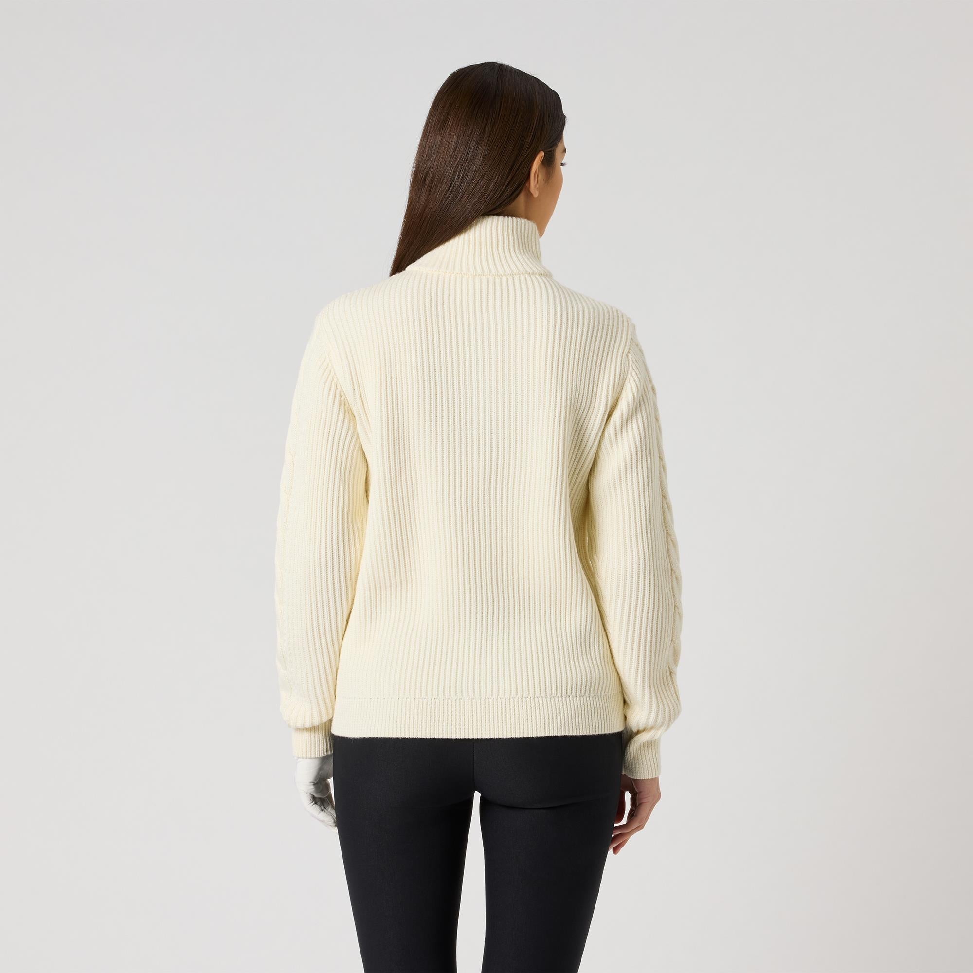 Daily Sports Cable Knit Ladies Lined Golf Pullover Ivory