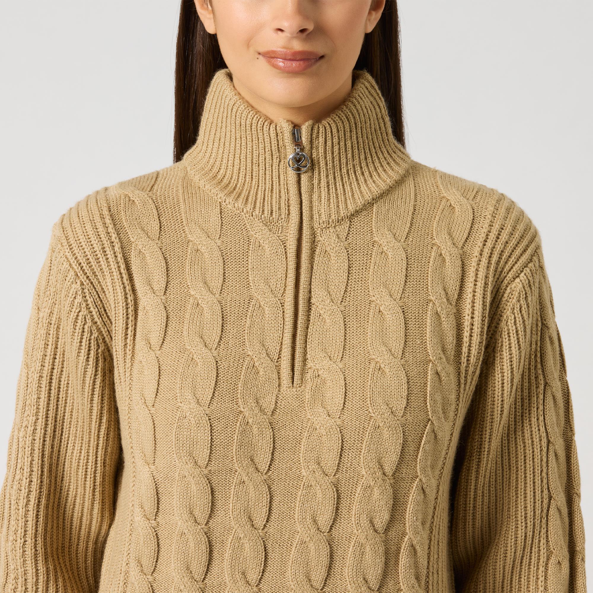 Daily Sports Cable Knit Ladies Lined Golf Pullover Bark