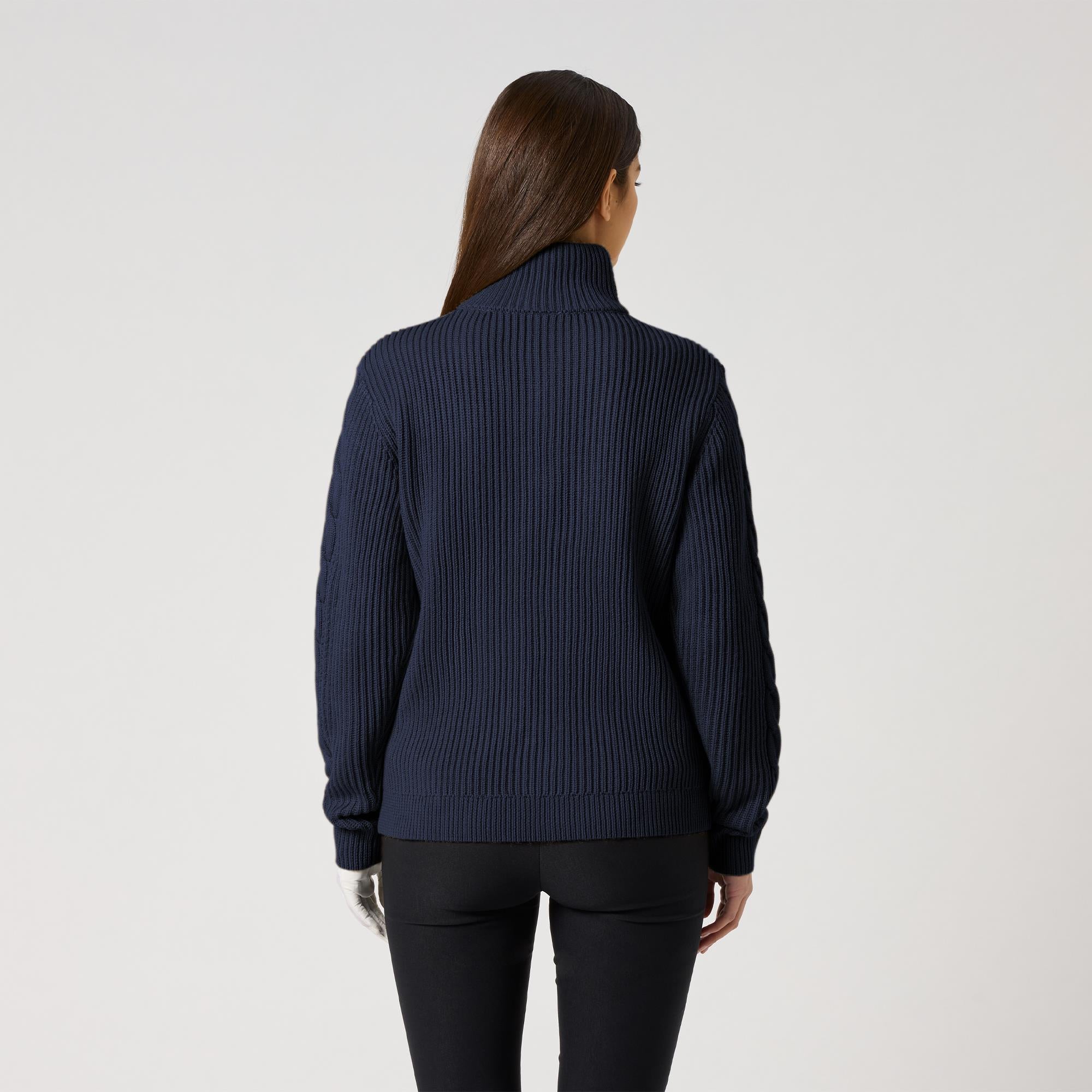Daily Sports Cable Knit Ladies Lined Golf Pullover Navy