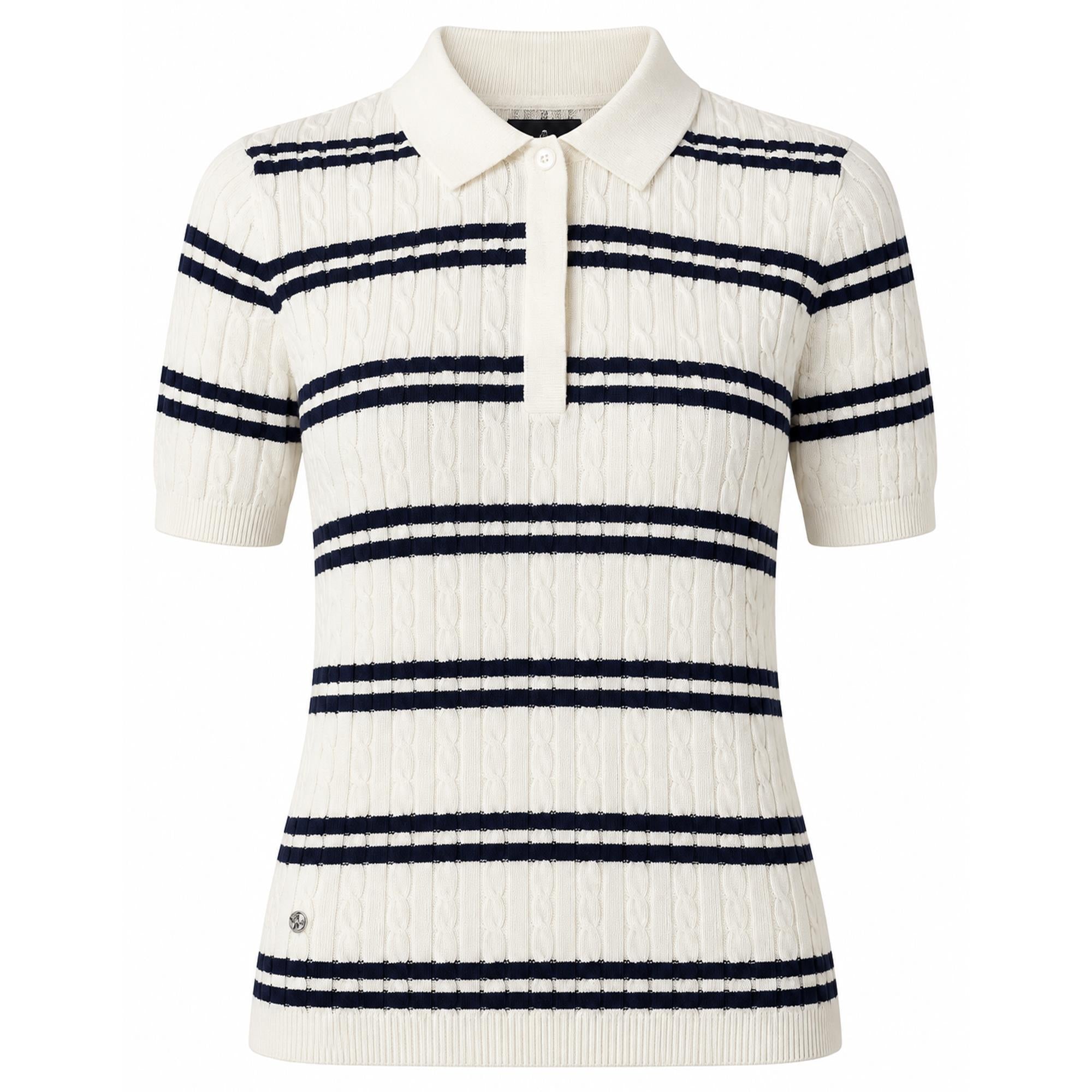 Daily Sports Stripe Madelene 1/2 Sleeve Ladies Golf Polo Shirt White