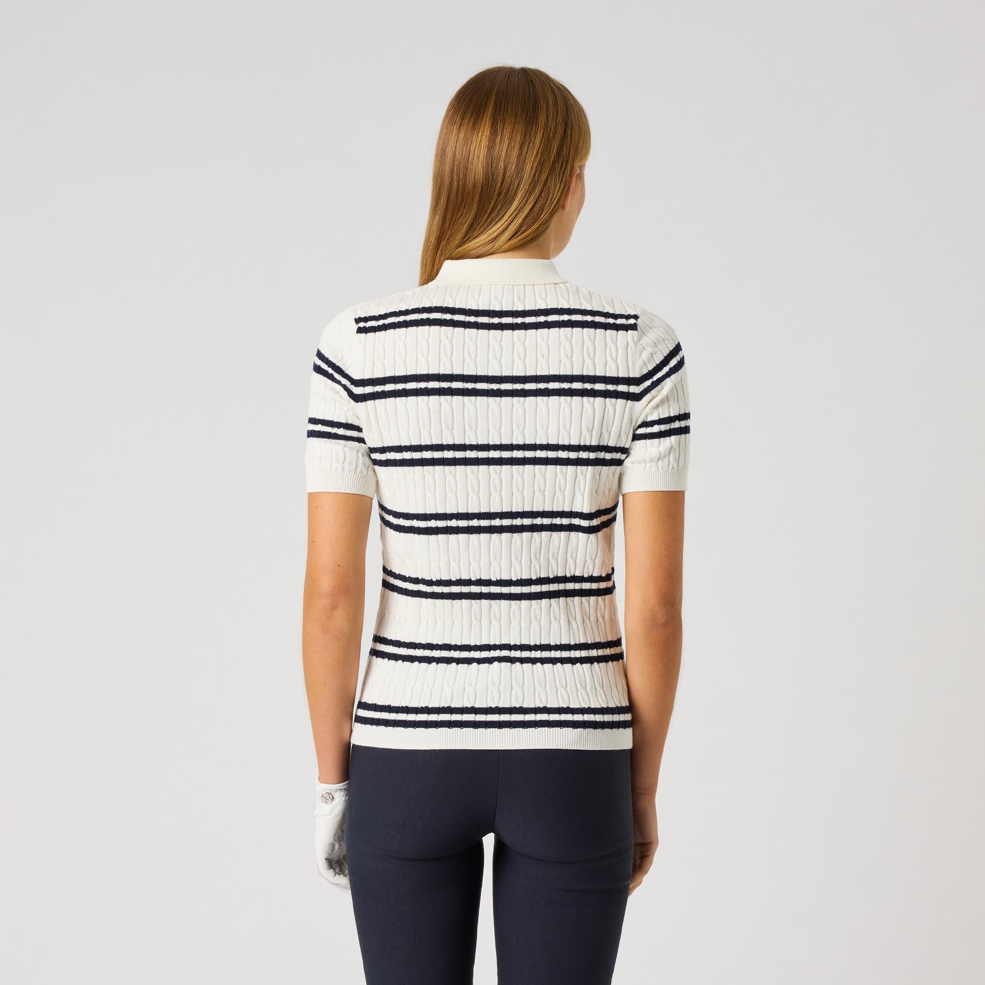 Daily Sports Stripe Madelene 1/2 Sleeve Ladies Golf Polo Shirt White