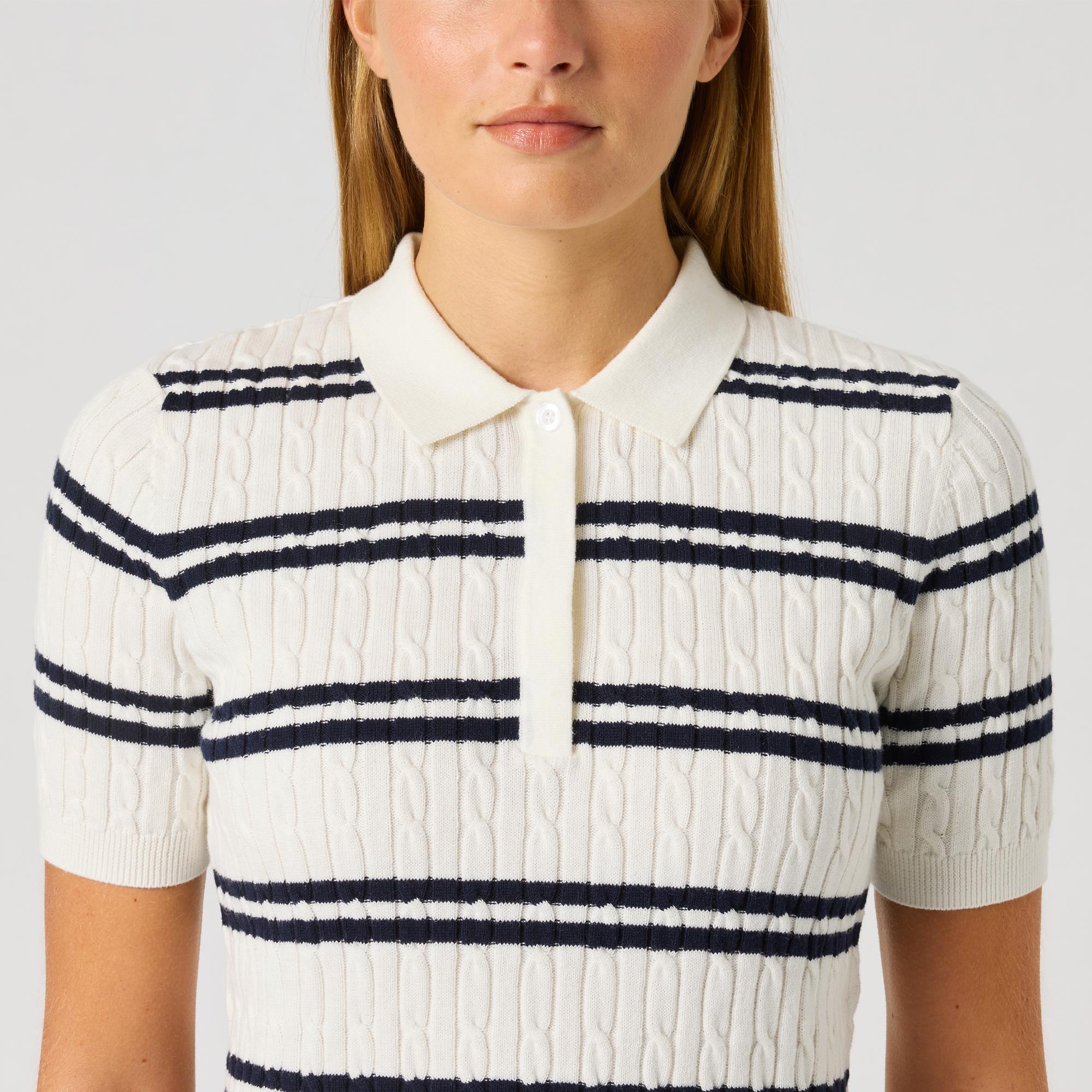Daily Sports Stripe Madelene 1/2 Sleeve Ladies Golf Polo Shirt White