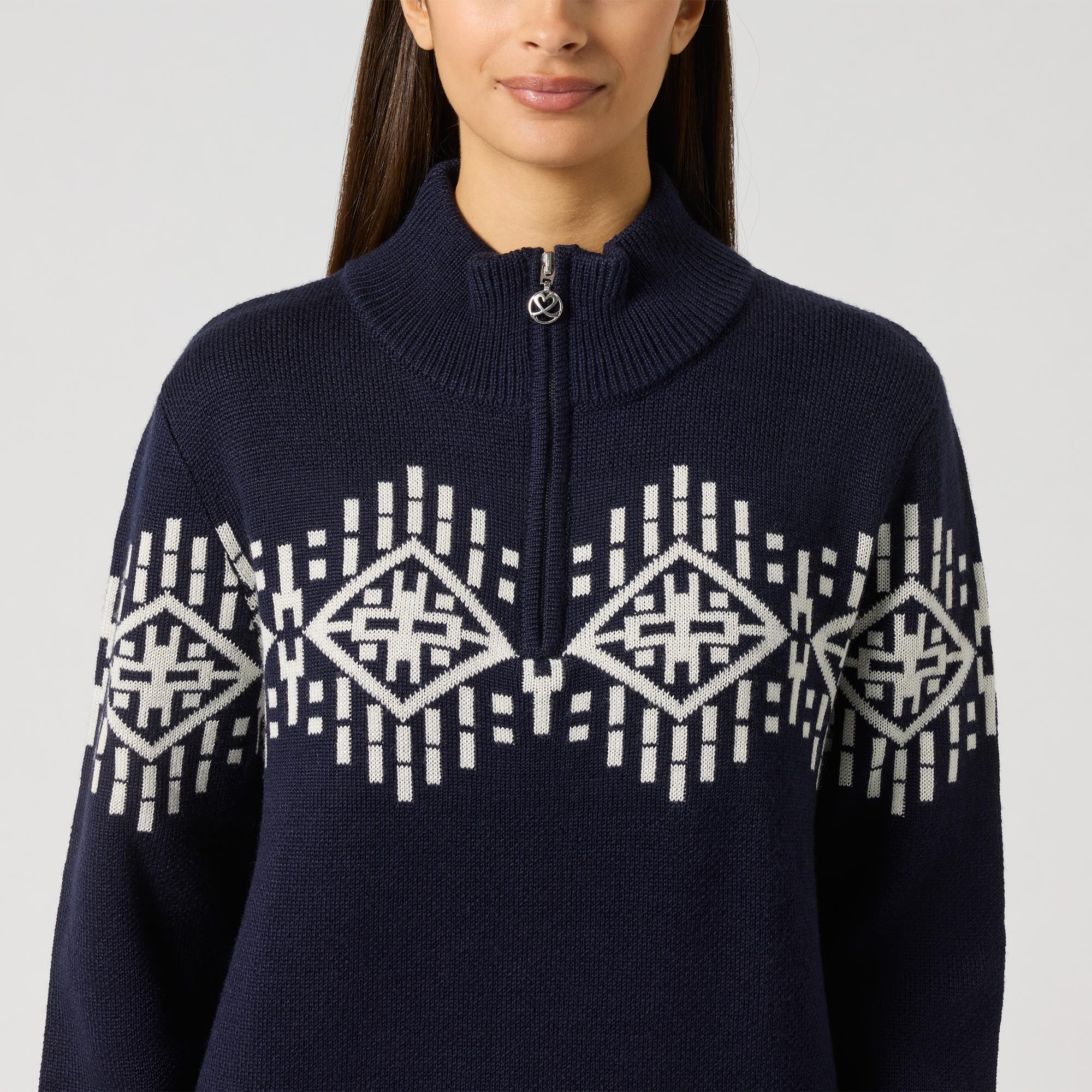 Daily Sports Half Neck Lined Ladies Golf Pullover Navy