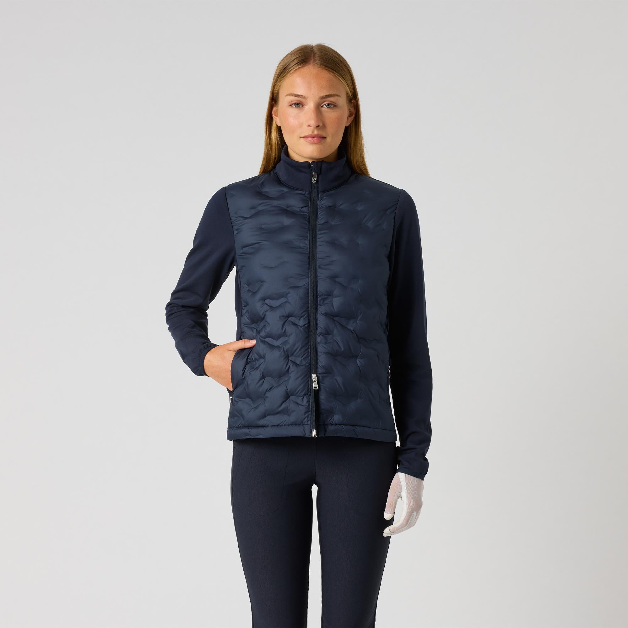 Daily Sports Quilt Hybrid Ladies Golf Jacket Navy