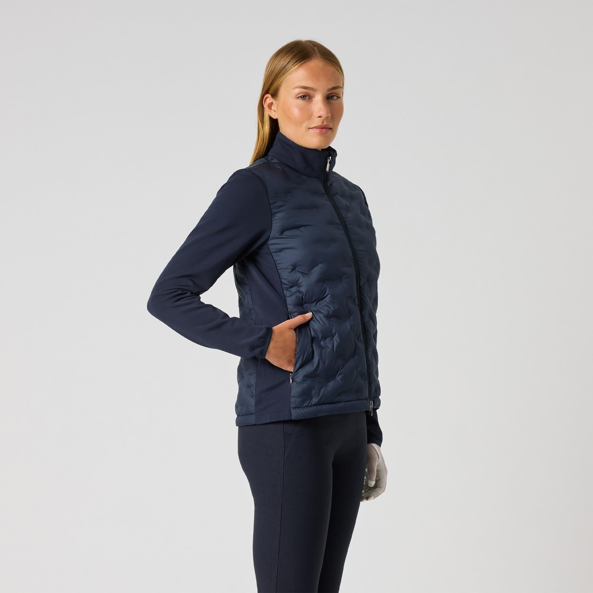 Daily Sports Quilt Hybrid Ladies Golf Jacket Navy