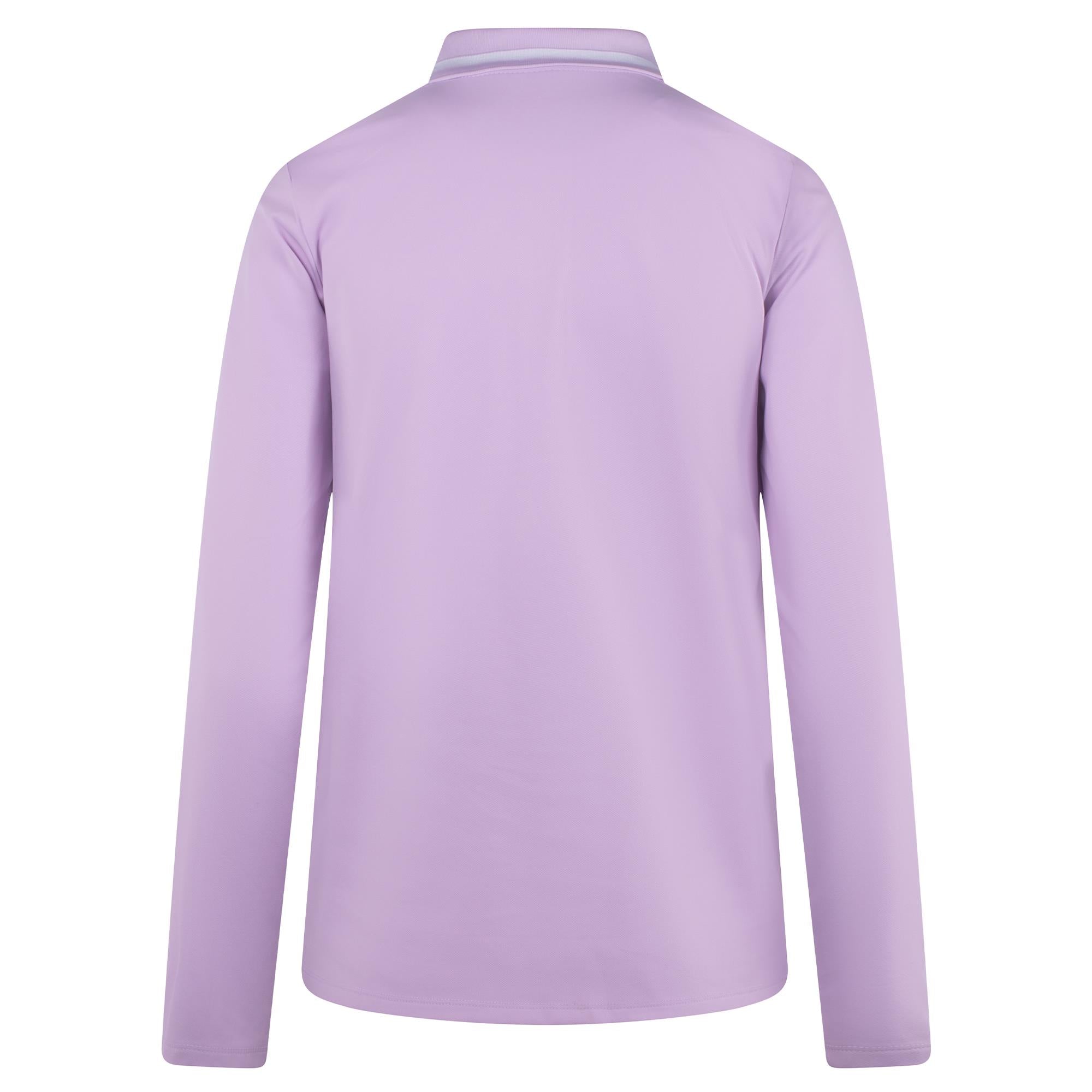 Rohnisch Warm Up Ladies Brushed Long Sleeve Golf Polo Shirt Orchid Bloom