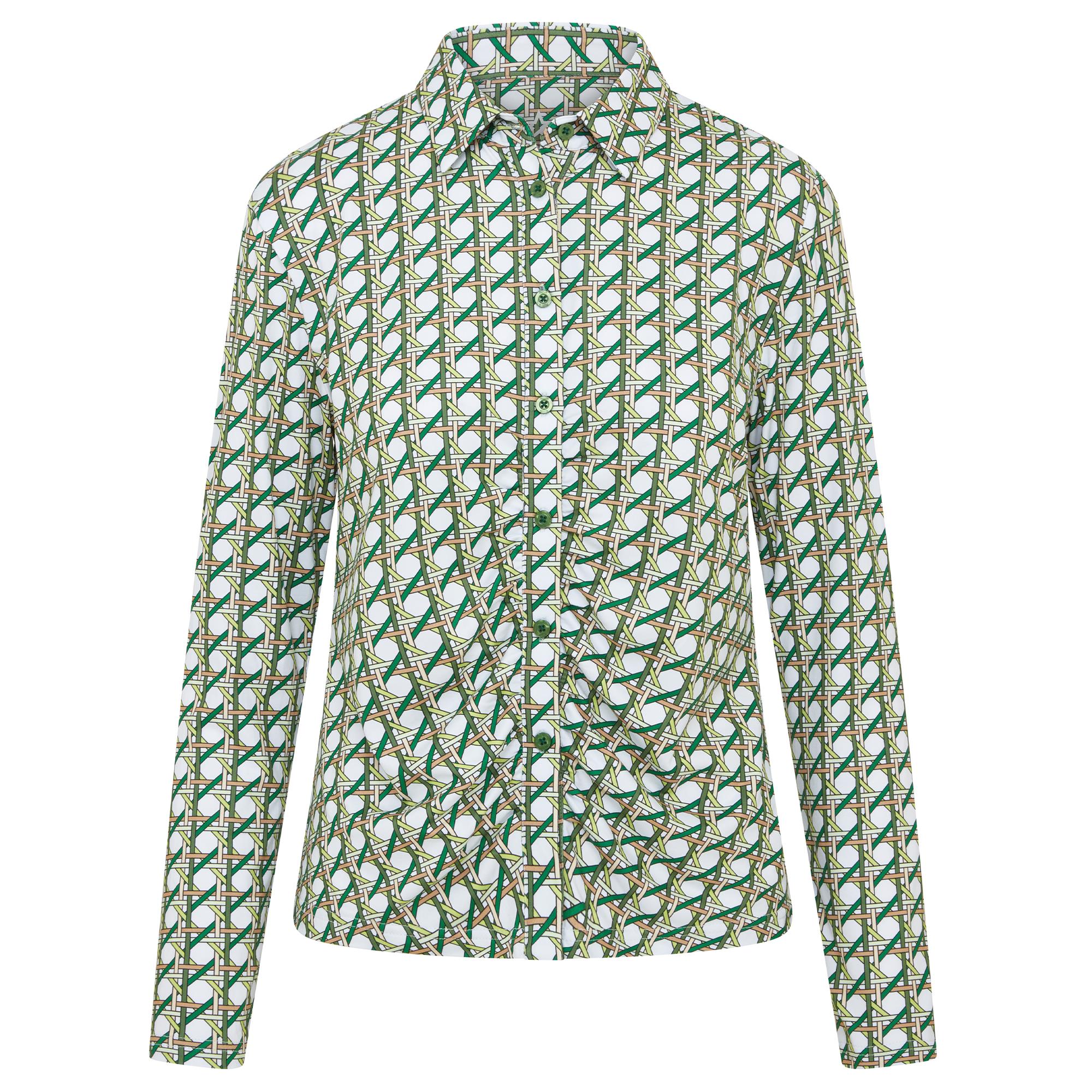 Swing Out Sister Grace Pattern Long Sleeve Ladies Golf Polo Shirt Noughty Green