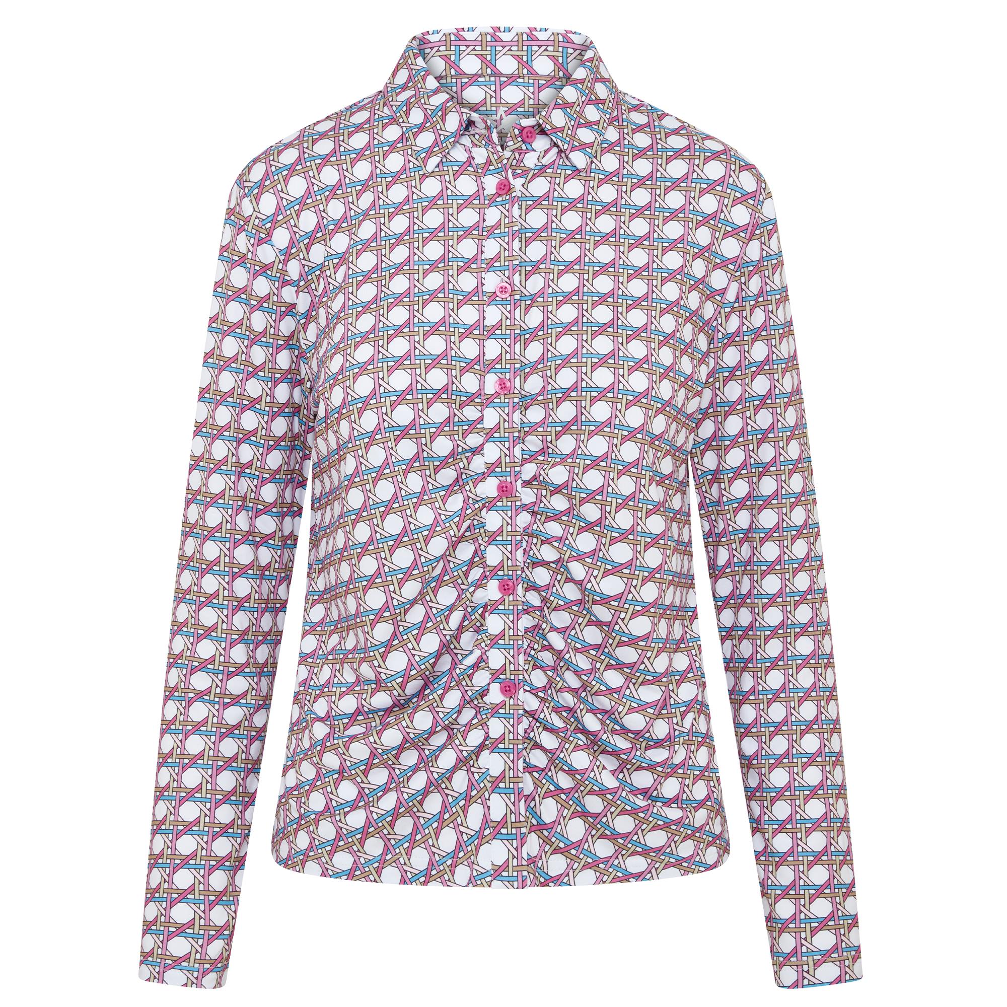 Swing Out Sister Grace Pattern Long Sleeve Ladies Golf Polo Shirt Noughty Pink