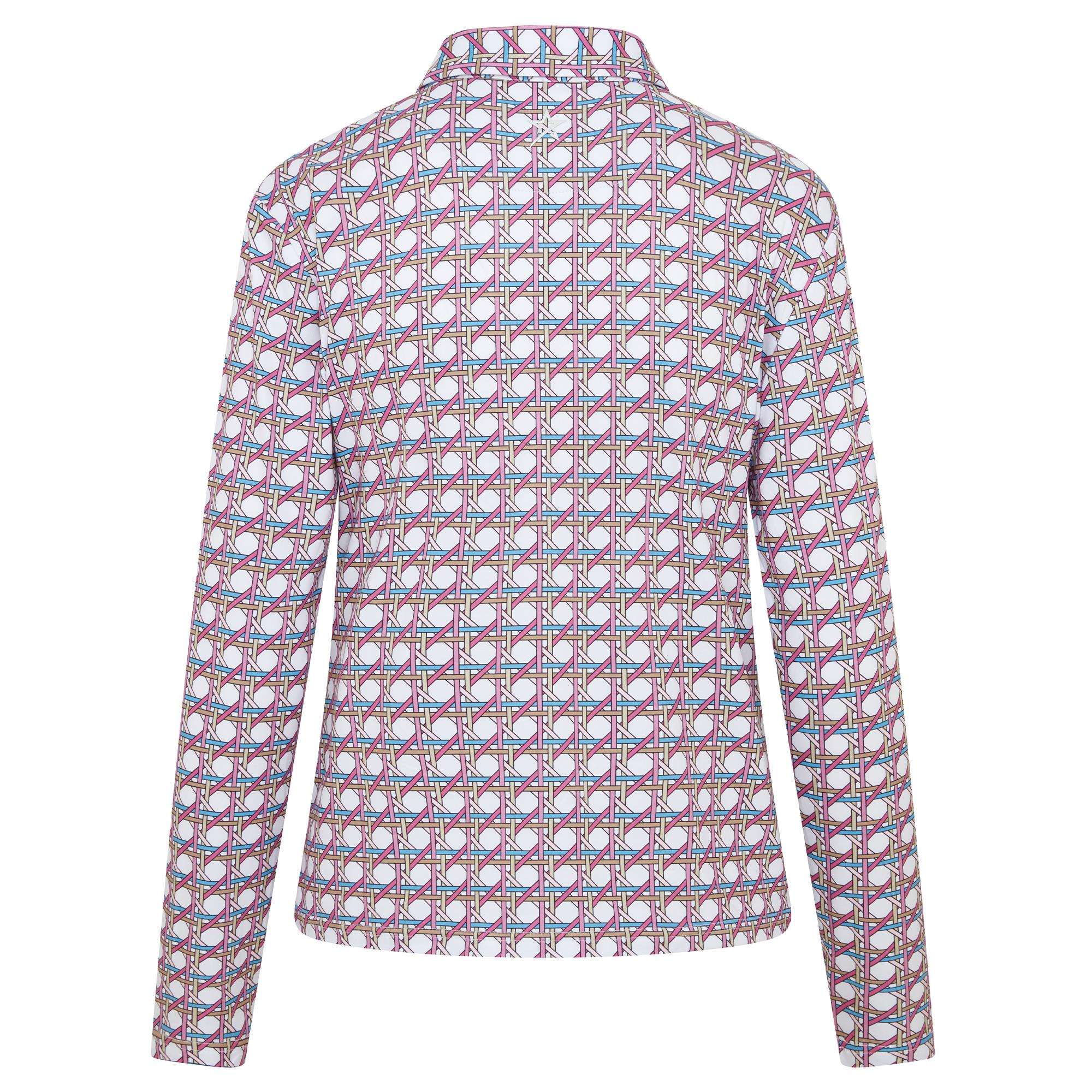 Swing Out Sister Grace Pattern Long Sleeve Ladies Golf Polo Shirt Noughty Pink