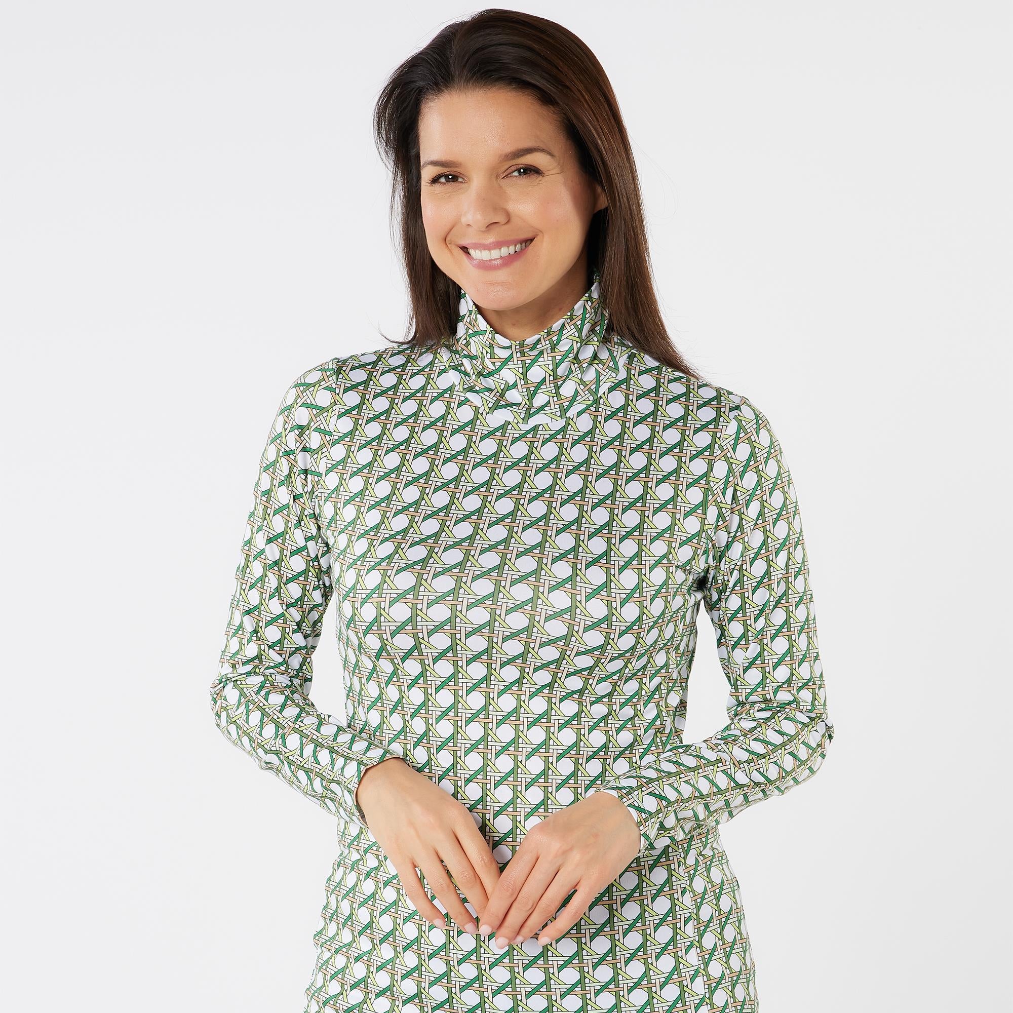 Swing Out Sister Paloma Pattern Ladies Golf Roll Neck Noughty Green