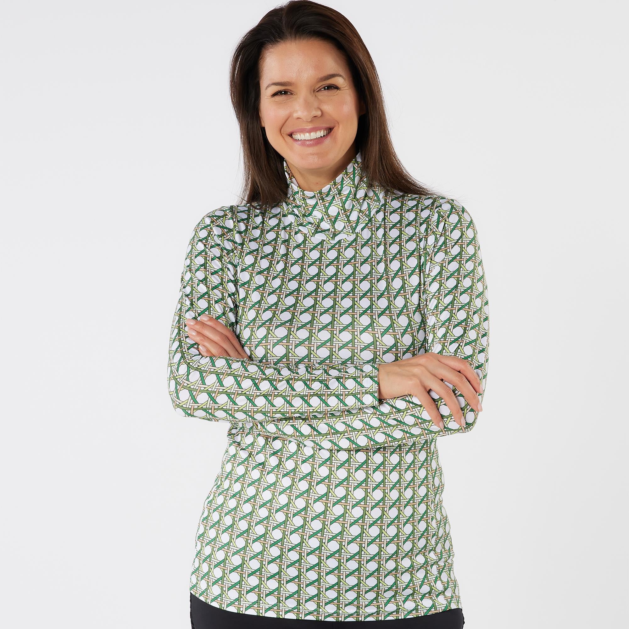 Swing Out Sister Paloma Pattern Ladies Golf Roll Neck Noughty Green