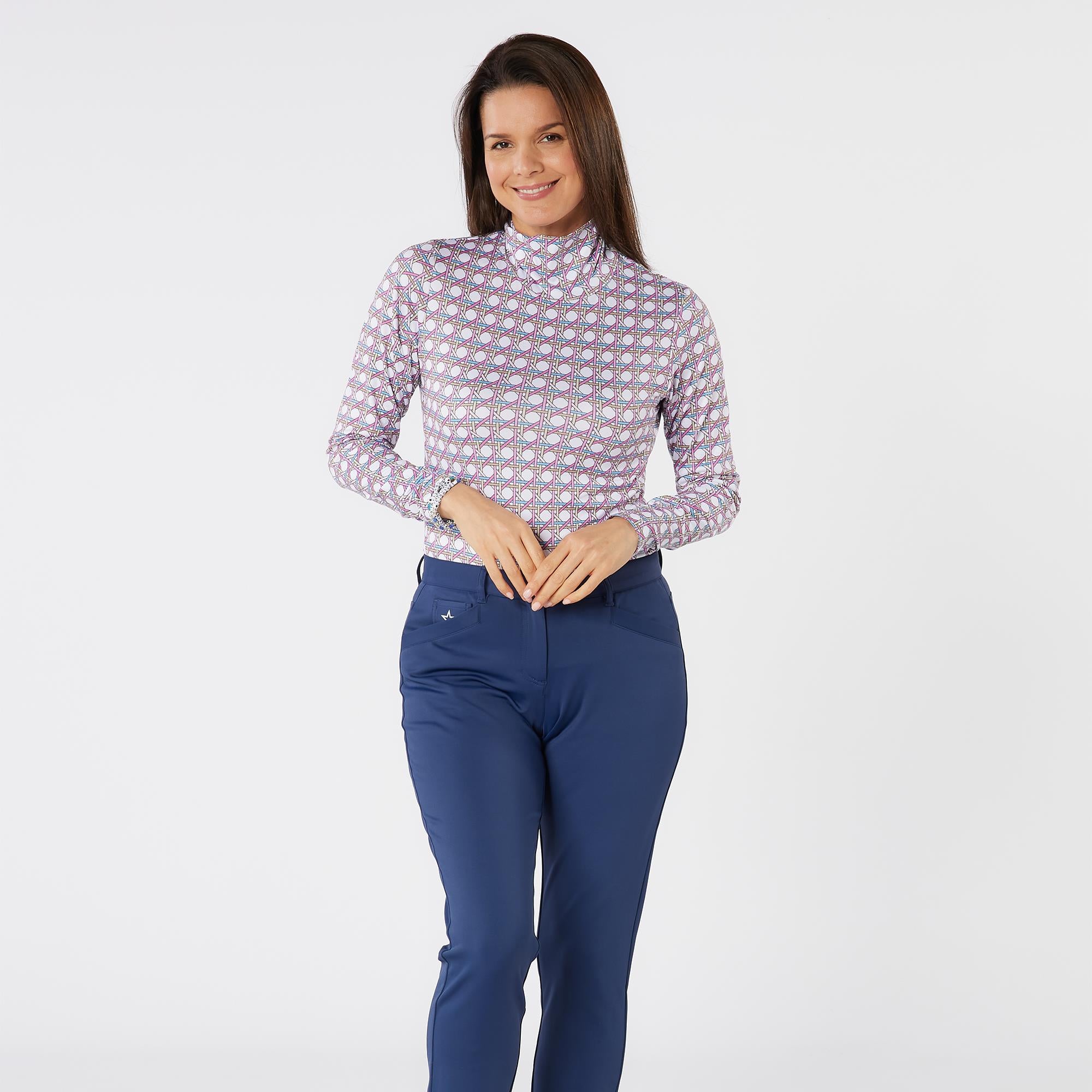 Swing Out Sister Paloma Pattern Ladies Golf Roll Neck Noughty Pink
