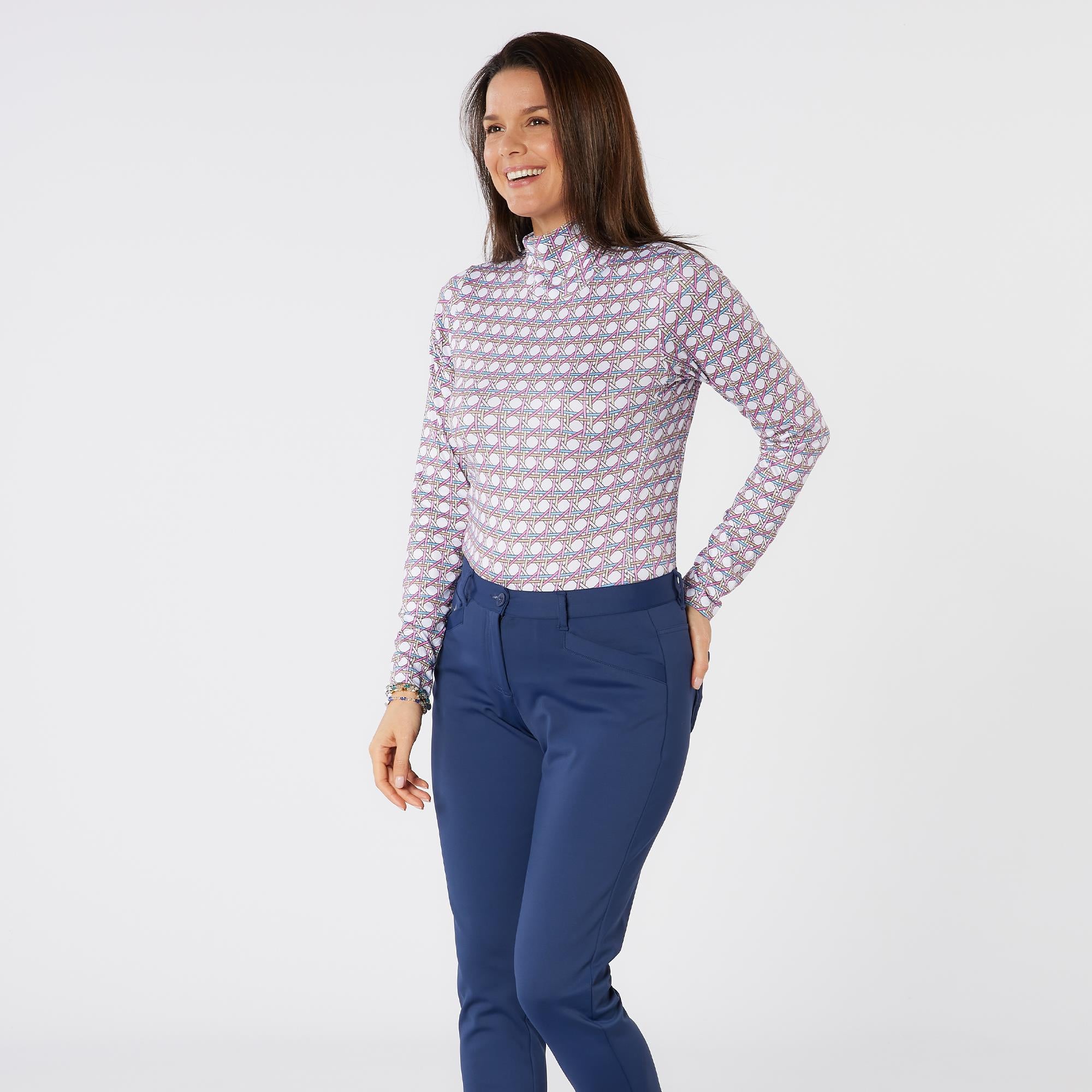 Swing Out Sister Paloma Pattern Ladies Golf Roll Neck Noughty Pink
