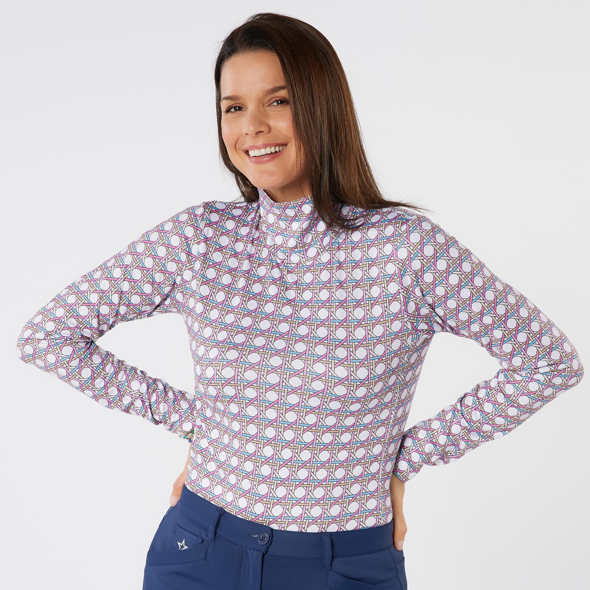 Swing Out Sister Paloma Pattern Ladies Golf Roll Neck Noughty Pink