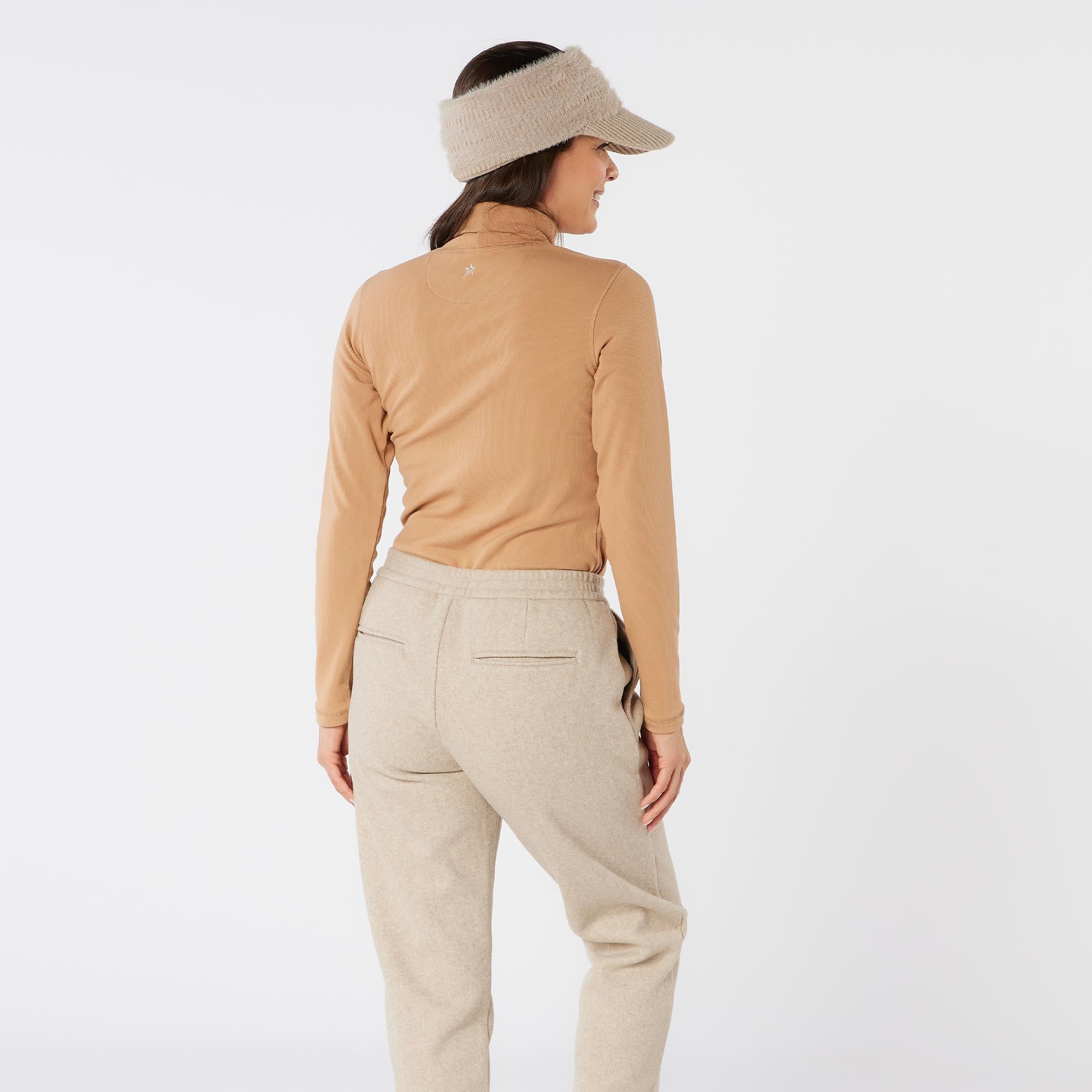 Swing Out Sister Natasha Ribbed Ladies Golf Roll Neck Caramel Latte